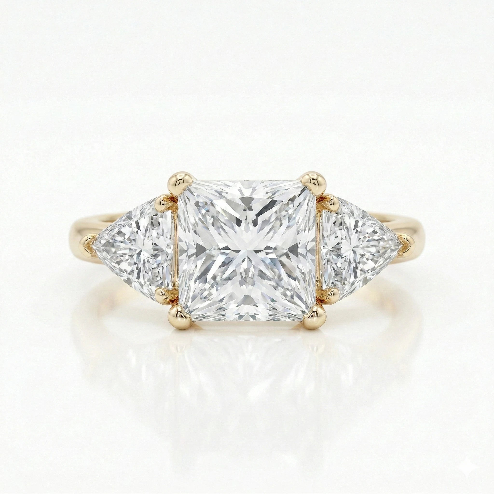 1.50ct GIA Princess Cut Natural Diamond Engagement Ring With Two Side Stones Chloe's Jewellers