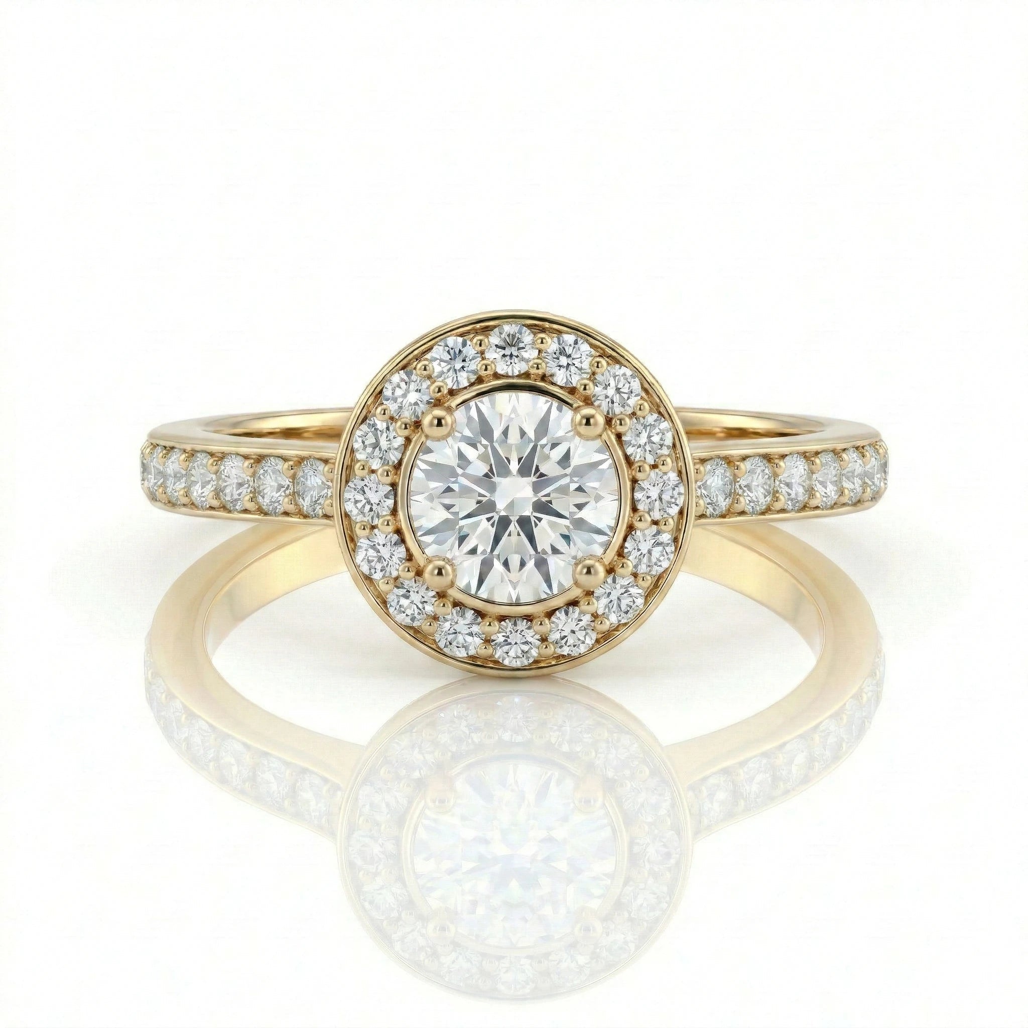 0.40ct GIA Round Cut Natural Diamond Halo Setting Engagement Ring, F / SI1 Chloe's Jewellers