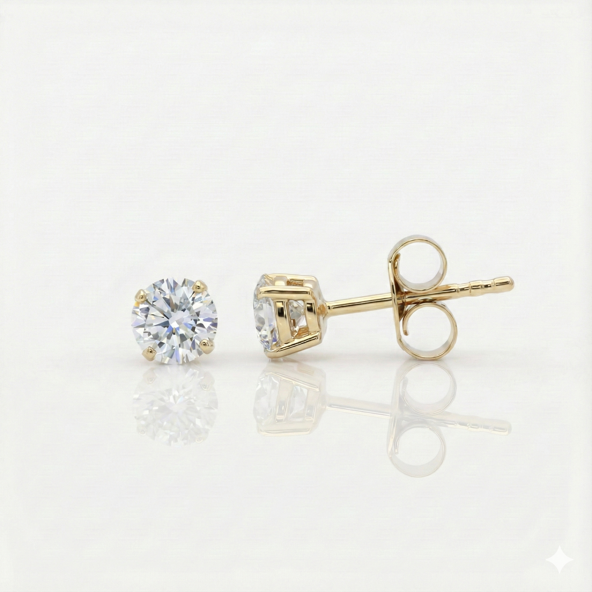0.75cts Round Cut Lab Diamond Stud Yellow, 18ct White Gold