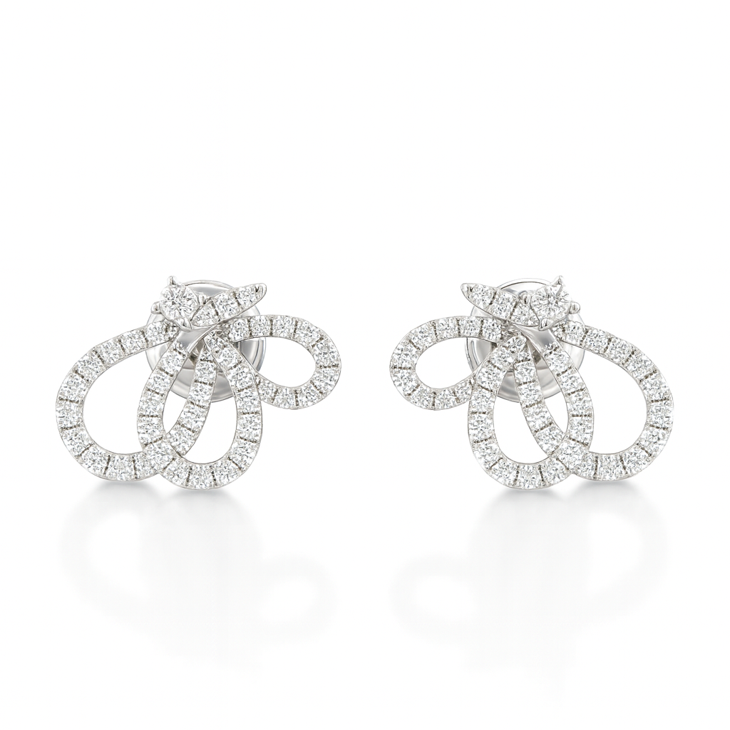 Butterfly Natural Diamond White Gold Stud Earrings
