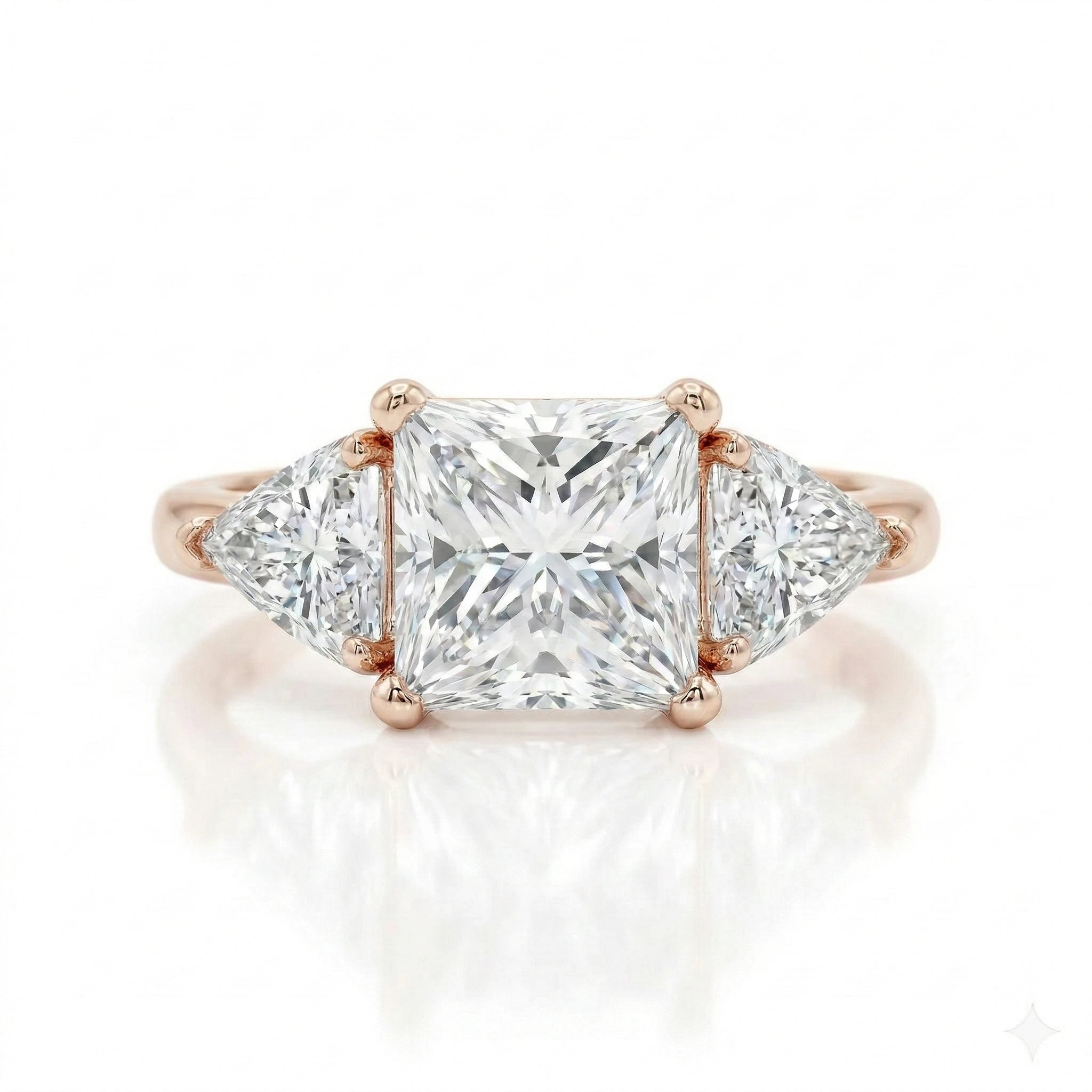 1.50ct GIA Princess Cut Natural Diamond Engagement Ring With Two Side Stones Chloe's Jewellers