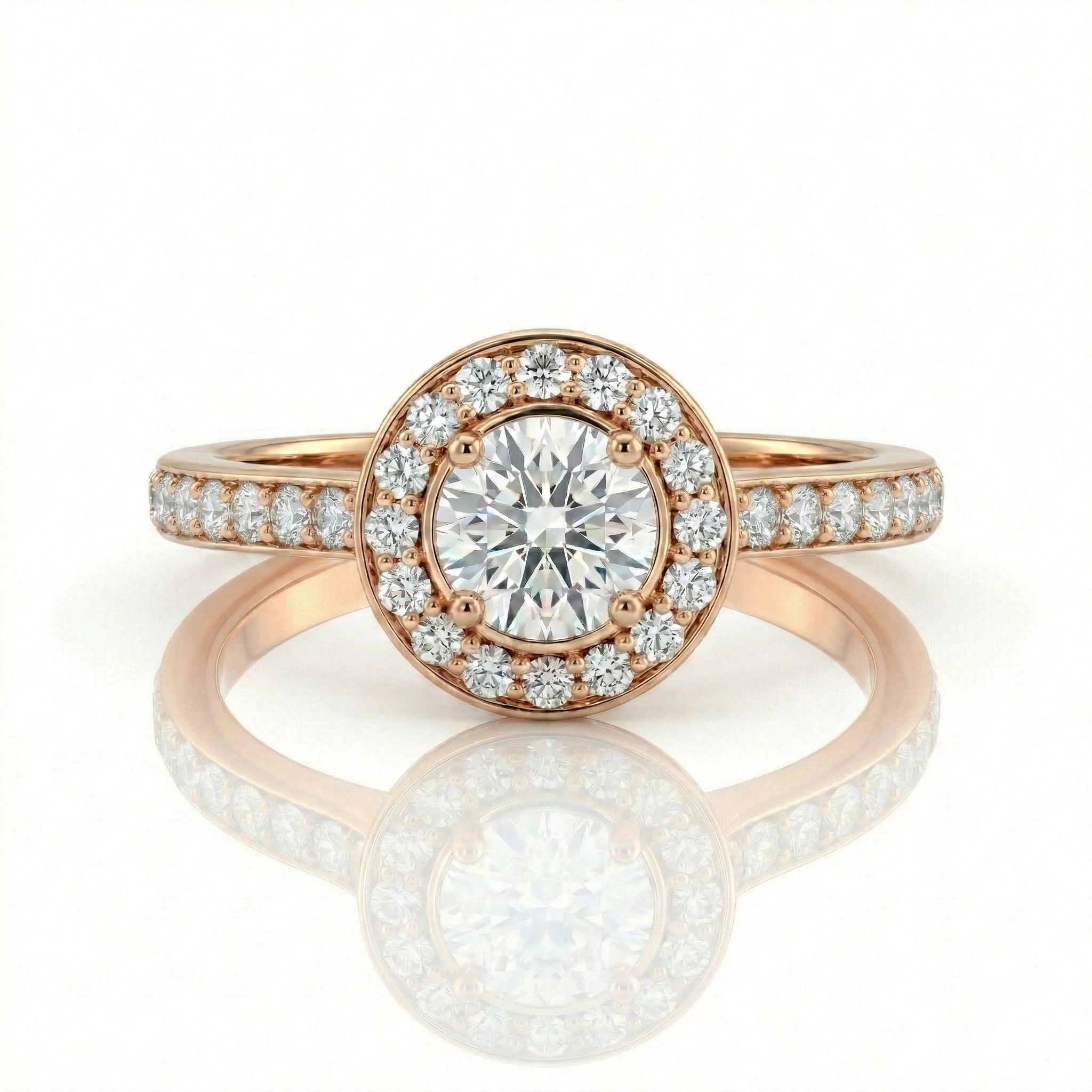0.40ct GIA Round Cut Natural Diamond Halo Setting Engagement Ring, F / SI1 Chloe's Jewellers