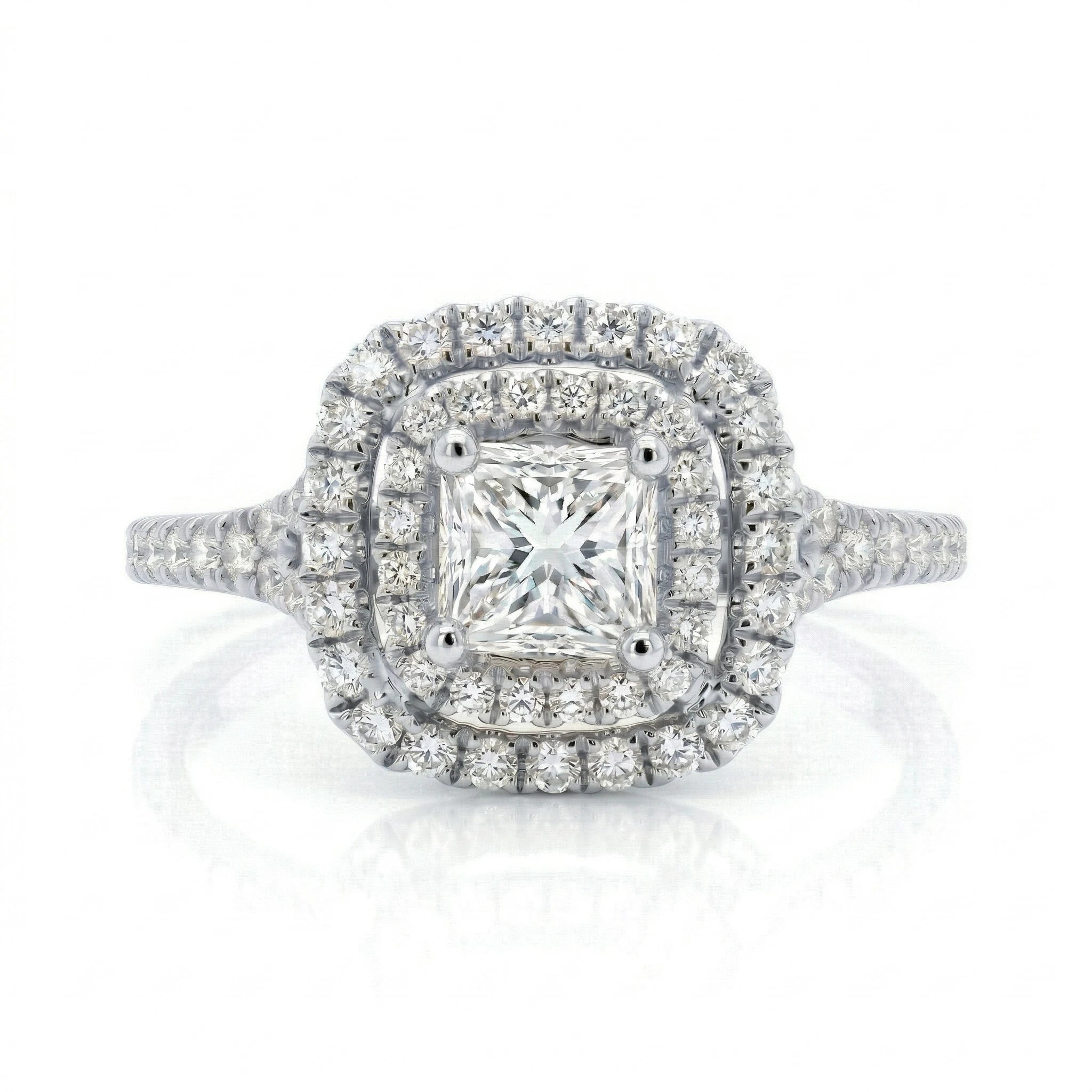 0.57ct GIA Natural Princess Cut Double Halo Set Engagement Ring Chloe's Jewellers