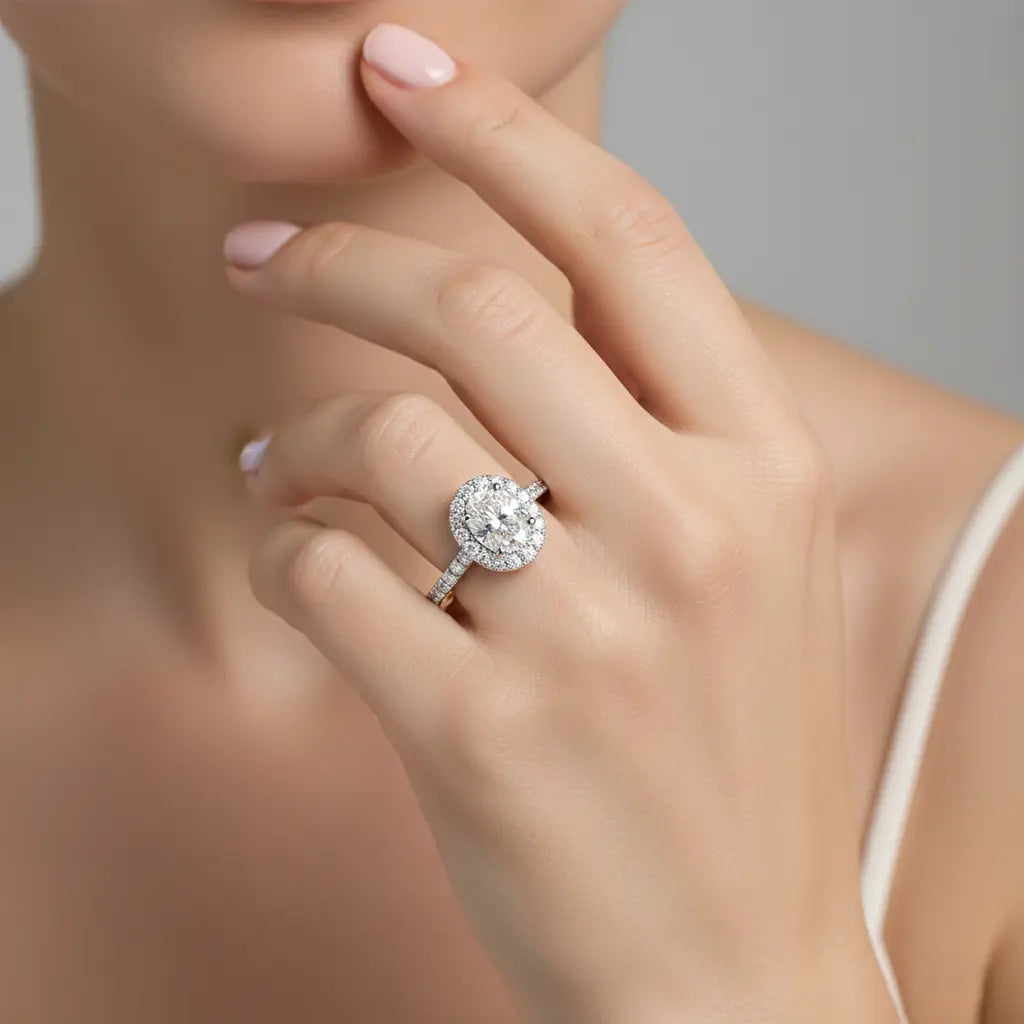 0.36ct Oval Halo Ring Chloe's Jewellers