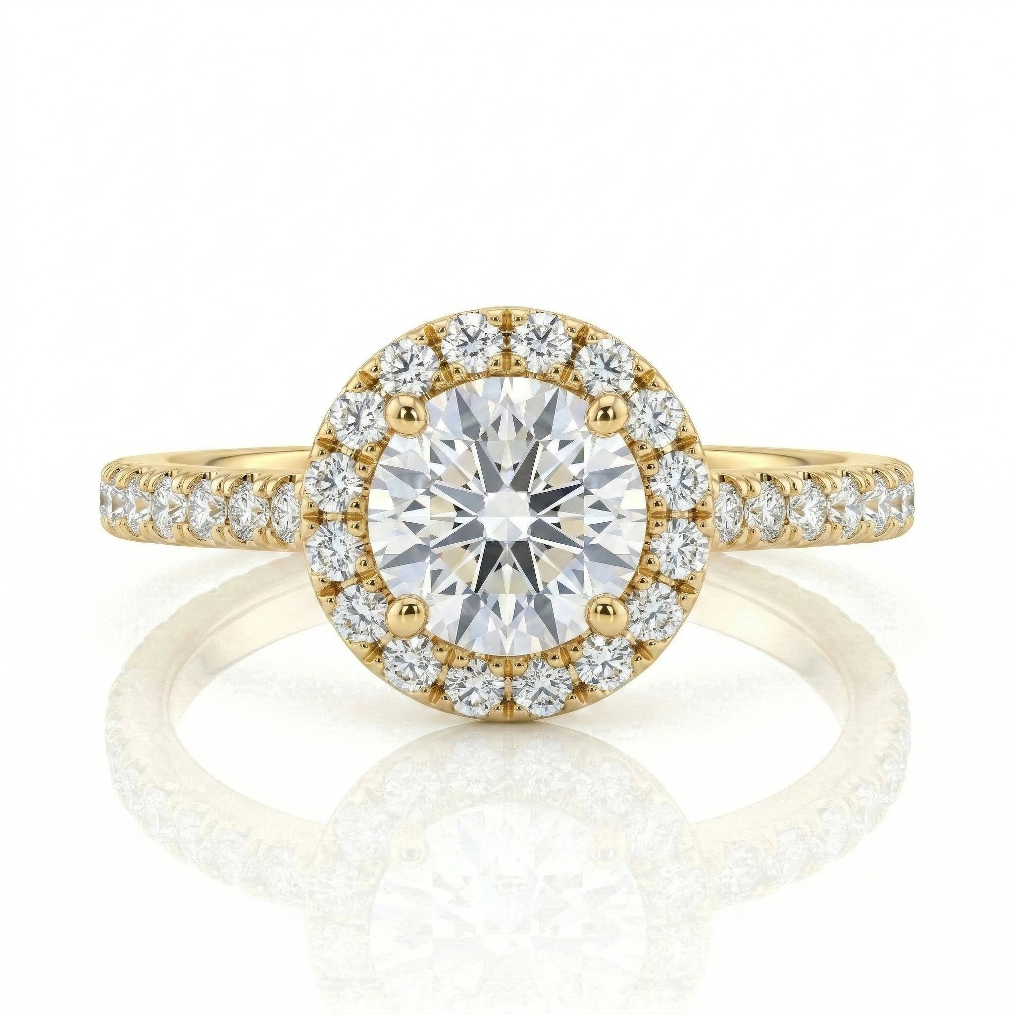 0.41ct Round Cut Natural Diamond Halo Setting Engagement Ring, E / VVS1