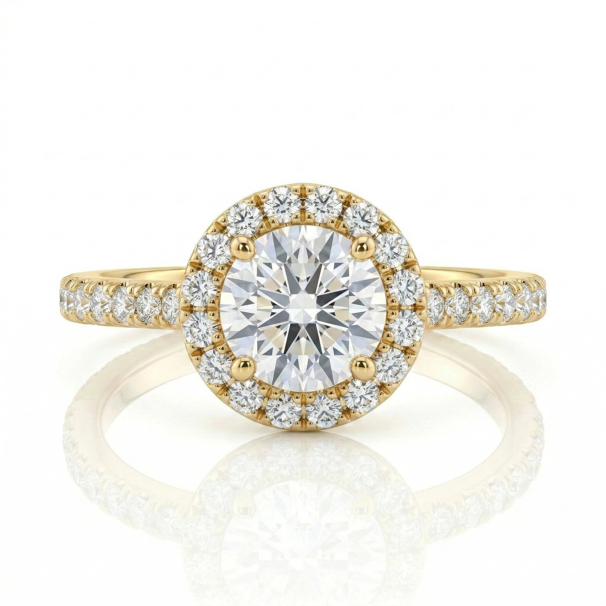 0.41ct Round Cut Natural Diamond Halo Setting Engagement Ring, E / VVS1 Chloe's Jewellers
