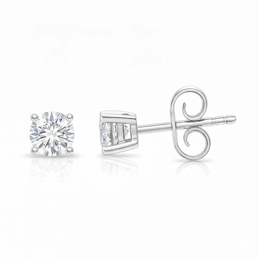 0.62ct Round Cut Natural Diamond Stud Earrings, 18ct Yellow Gold Chloe's Jewellers