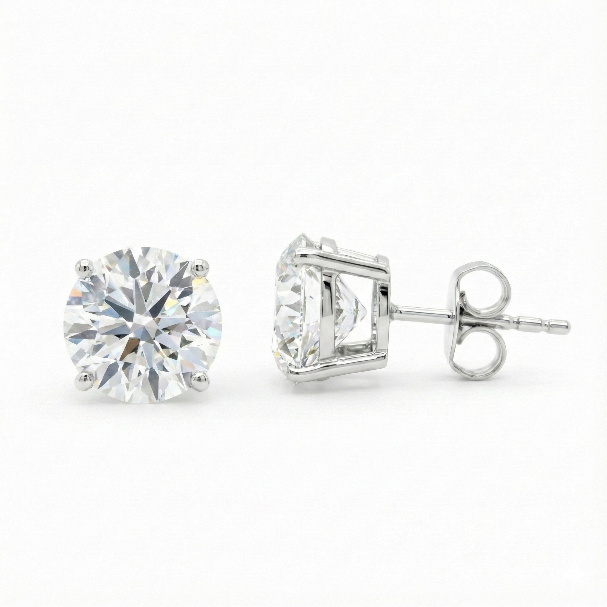 2.57ct Round Cut Lab Diamond Stud Earrings, 18ct White Gold Chloe's Jewellers