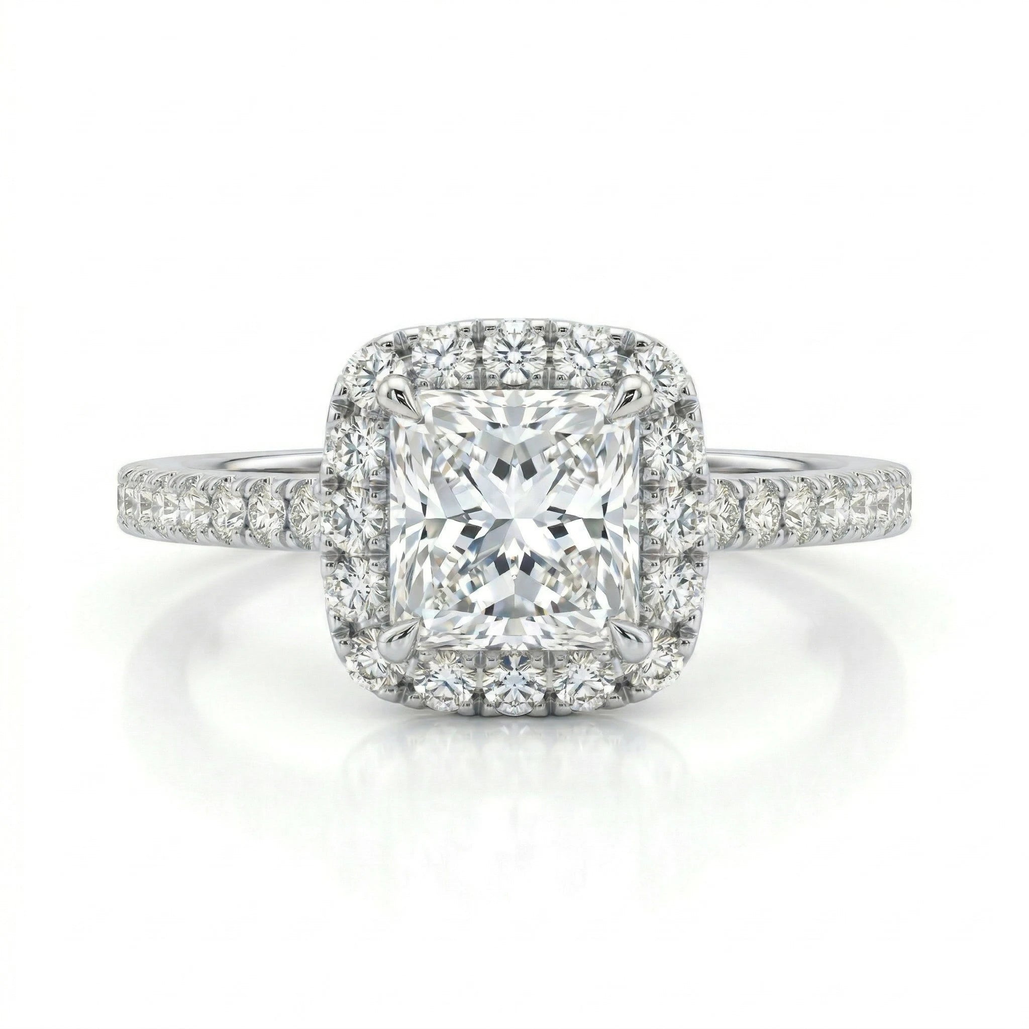 0.73ct GIA Natural Princess Cut Halo Set Engagement Ring Chloe's Jewellers