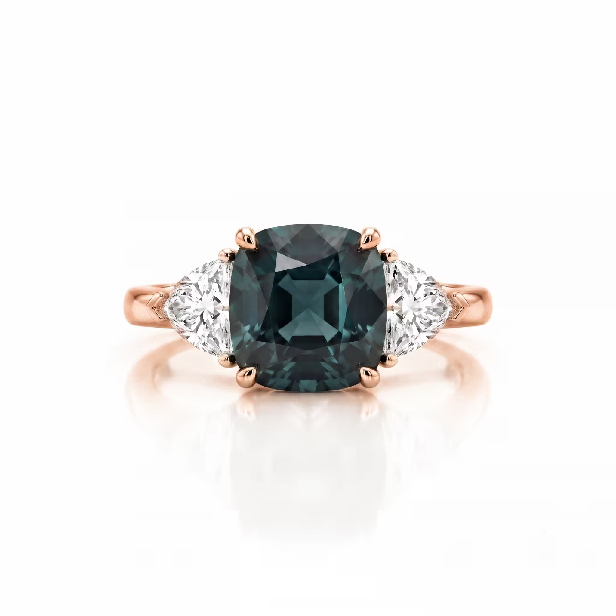2.61ct Cushion Cut Teal Sapphire Engagement Ring - Platinum