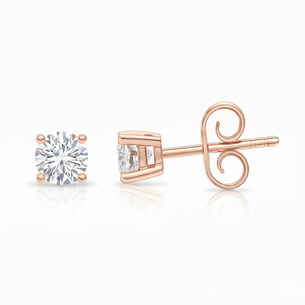 0.66ct Natural Diamond Stud Earrings, 18ct Rose Gold Chloe's Jewellers