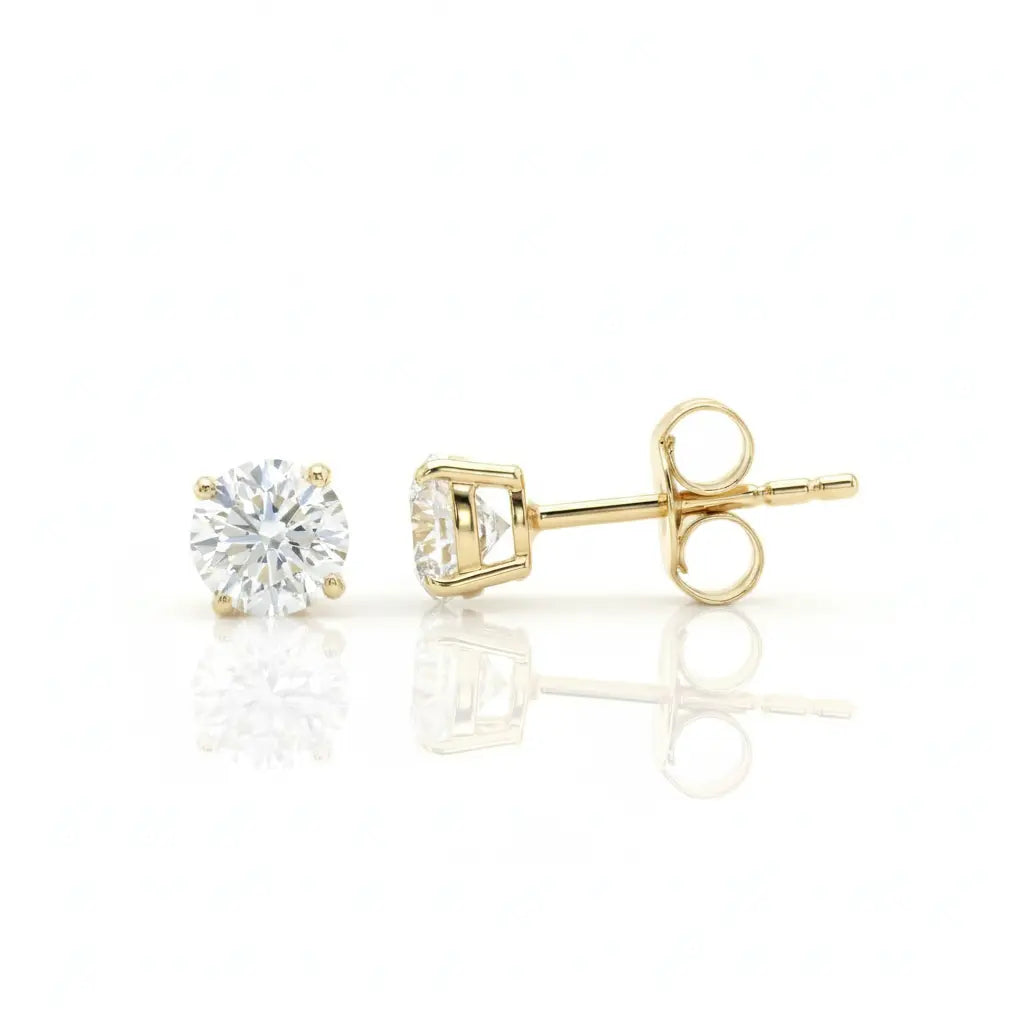 1.04ct Round Cut Natural Diamond Stud Earrings, 18ct Yellow Gold Chloe's Jewellers