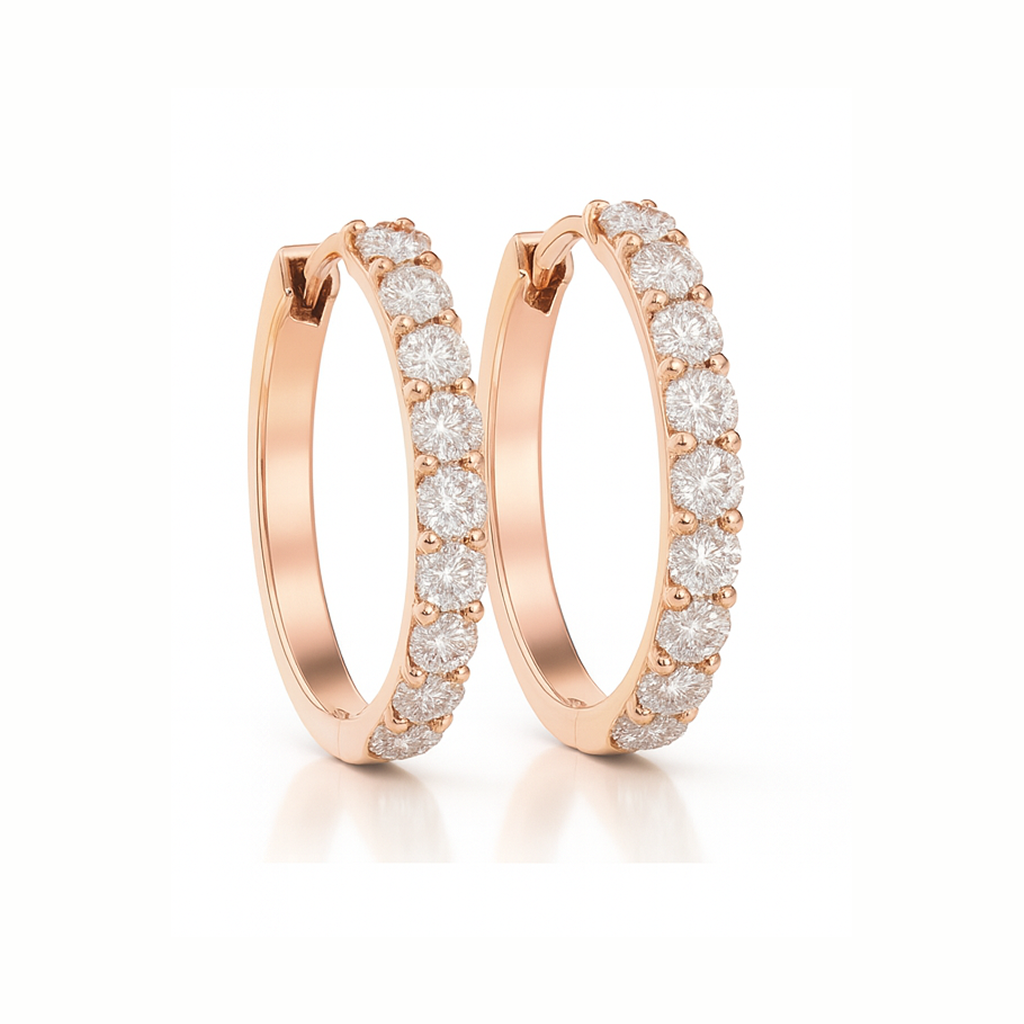 18K White Gold Grain Set Hoop Diamond Earrings 0.48CT Chloe's Jewellers