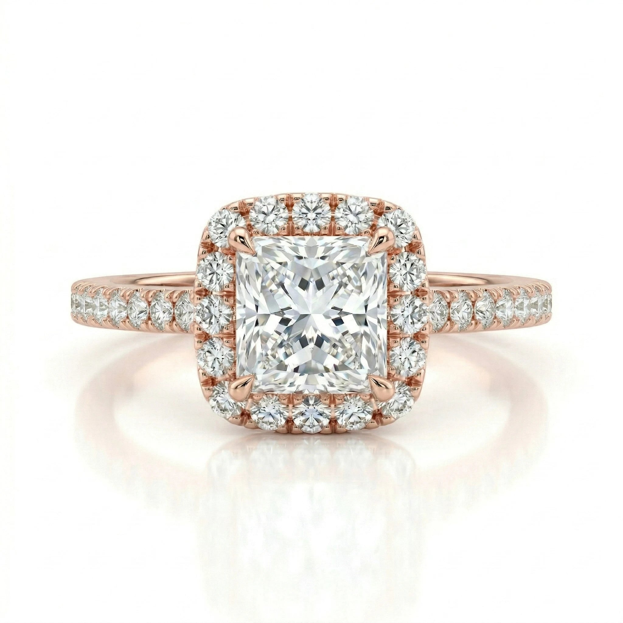 0.73ct GIA Natural Princess Cut Halo Set Engagement Ring Chloe's Jewellers