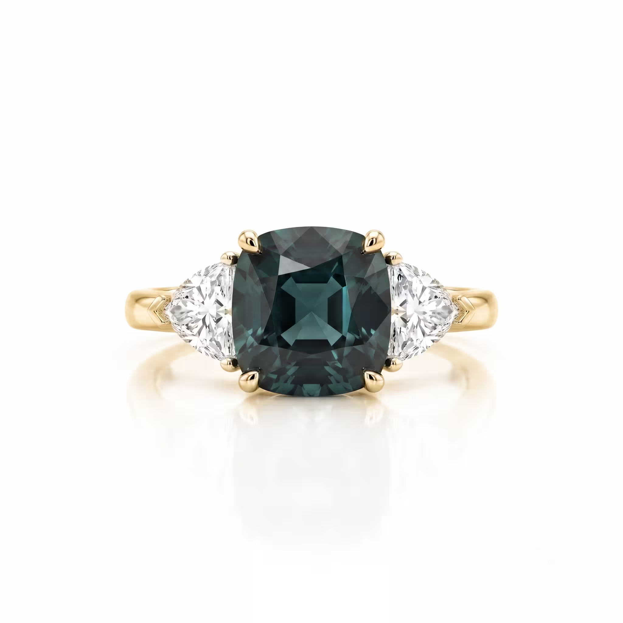 2.61ct Cushion Cut Teal Sapphire Engagement Ring - Platinum
