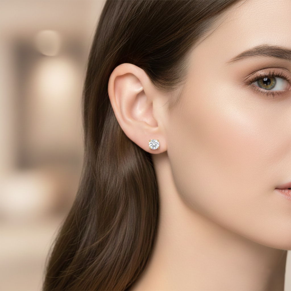 0.66ct Natural Diamond Stud Earrings, 18ct Rose Gold Chloe's Jewellers