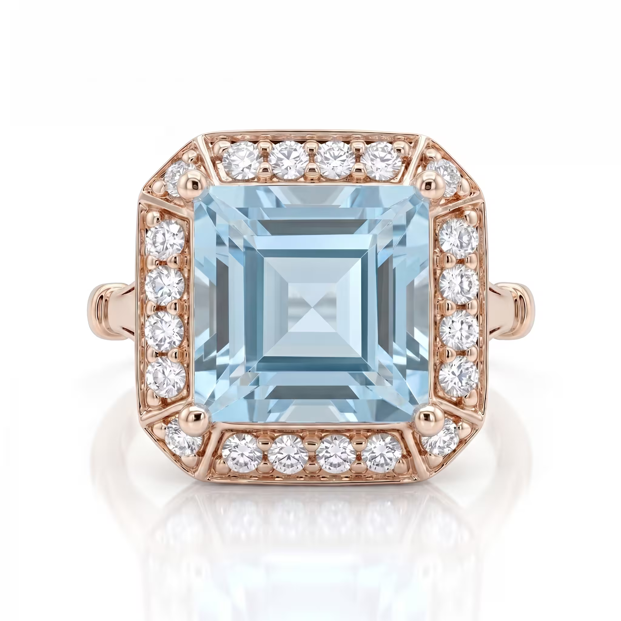 2.50ct Square Cut Aquamarine Stone Engagement Ring - 18K Gold