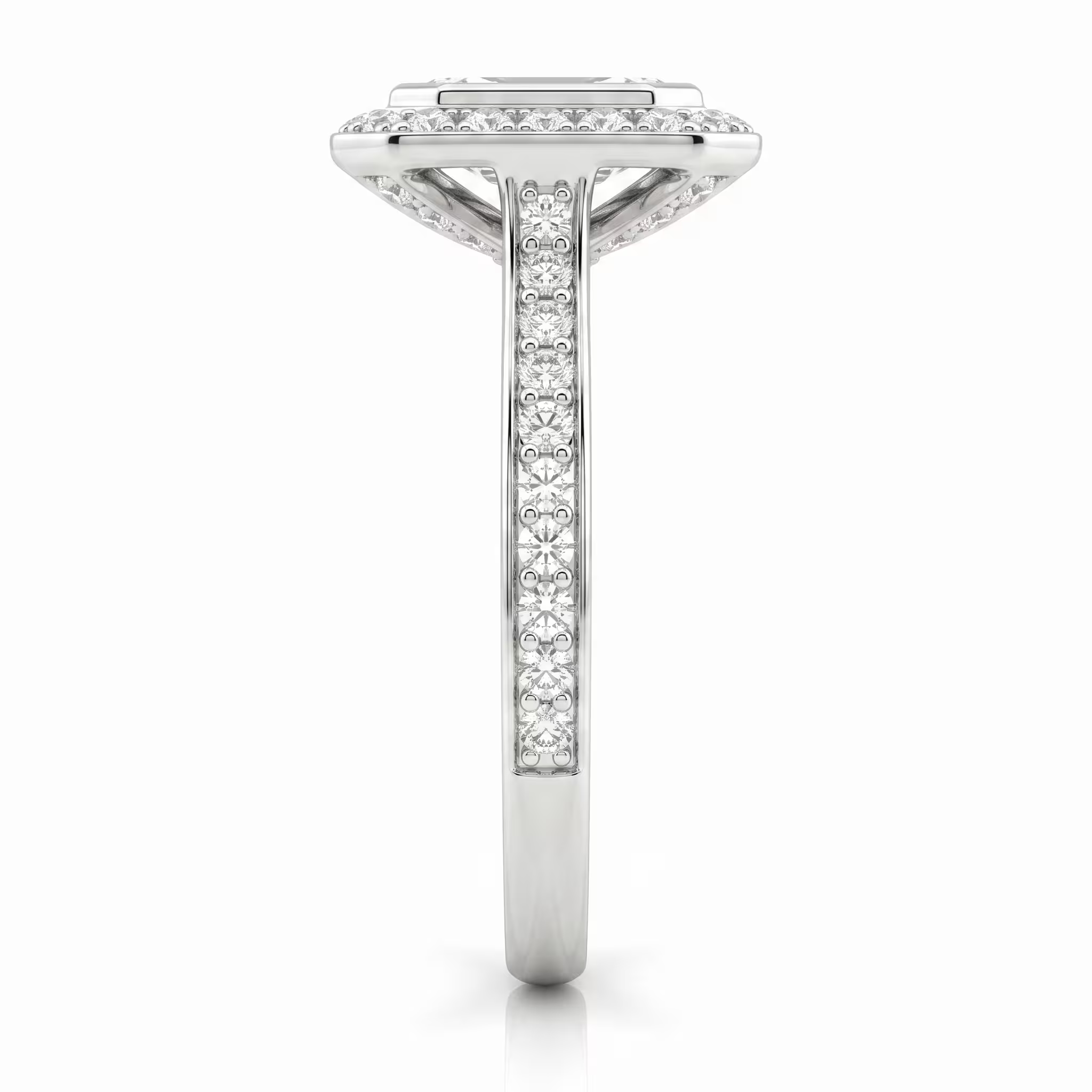 1.00ct Emerald Cut Blue Sapphire Halo Setting Engagement Ring - 18K Gold Chloe's Jewellers