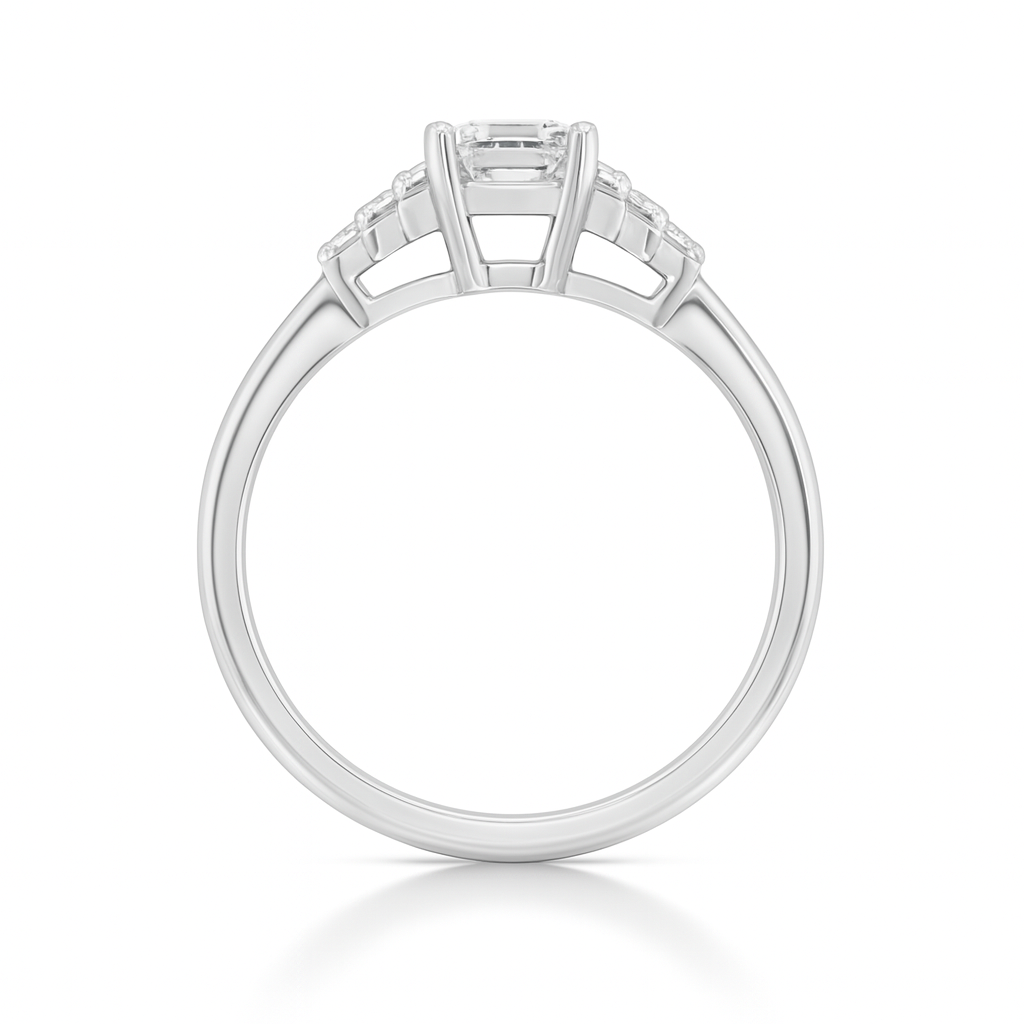 Natural Emerald Cut Diamond Shoulder Stone Setting Engagement Ring 0.71CT Chloe's Jewellers