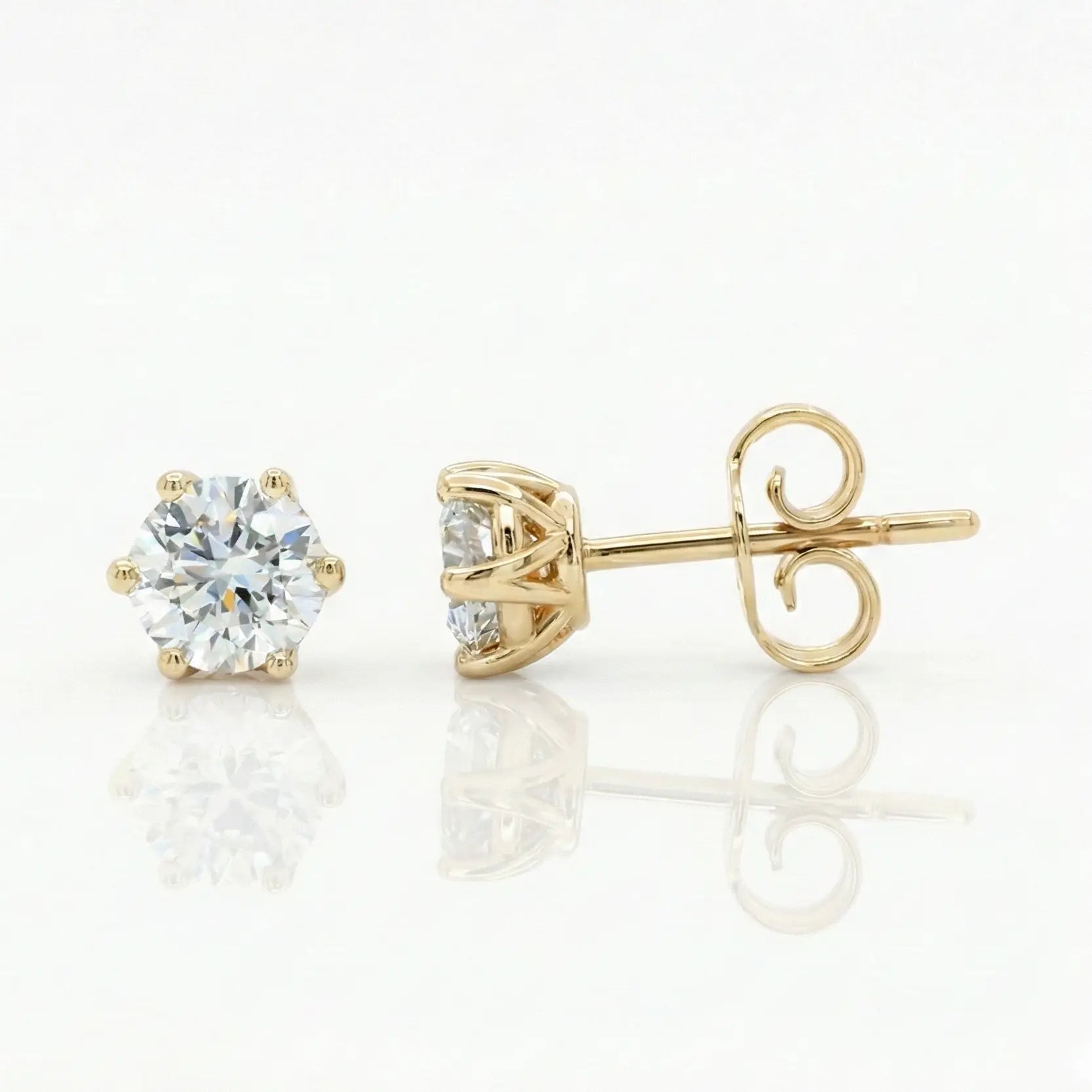 1.00ct Round Cut Natural Diamond Stud Earrings, 18ct White Gold Chloe's Jewellers