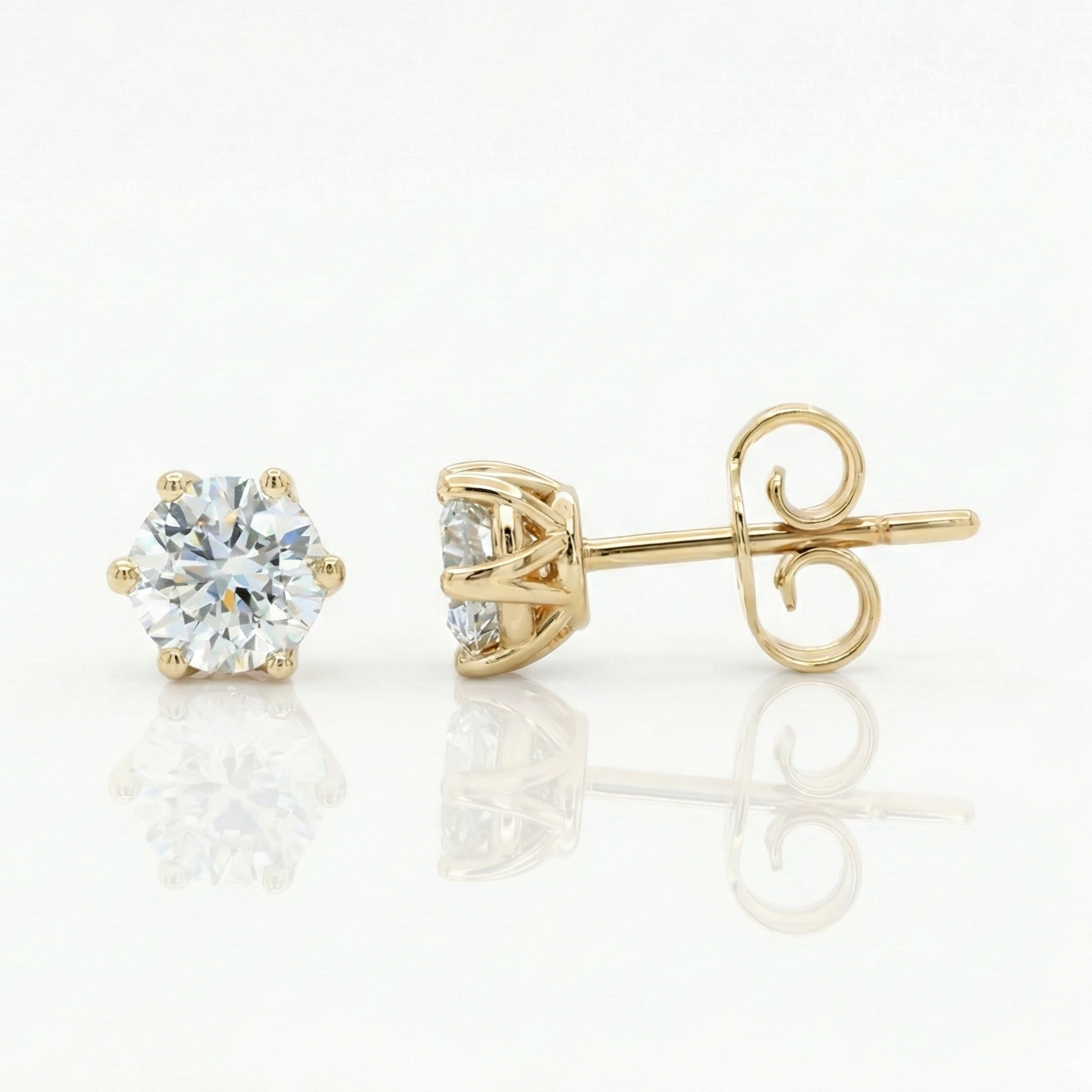 1.00ct Round Cut Natural Diamond Stud Earrings, 18ct White Gold Chloe's Jewellers