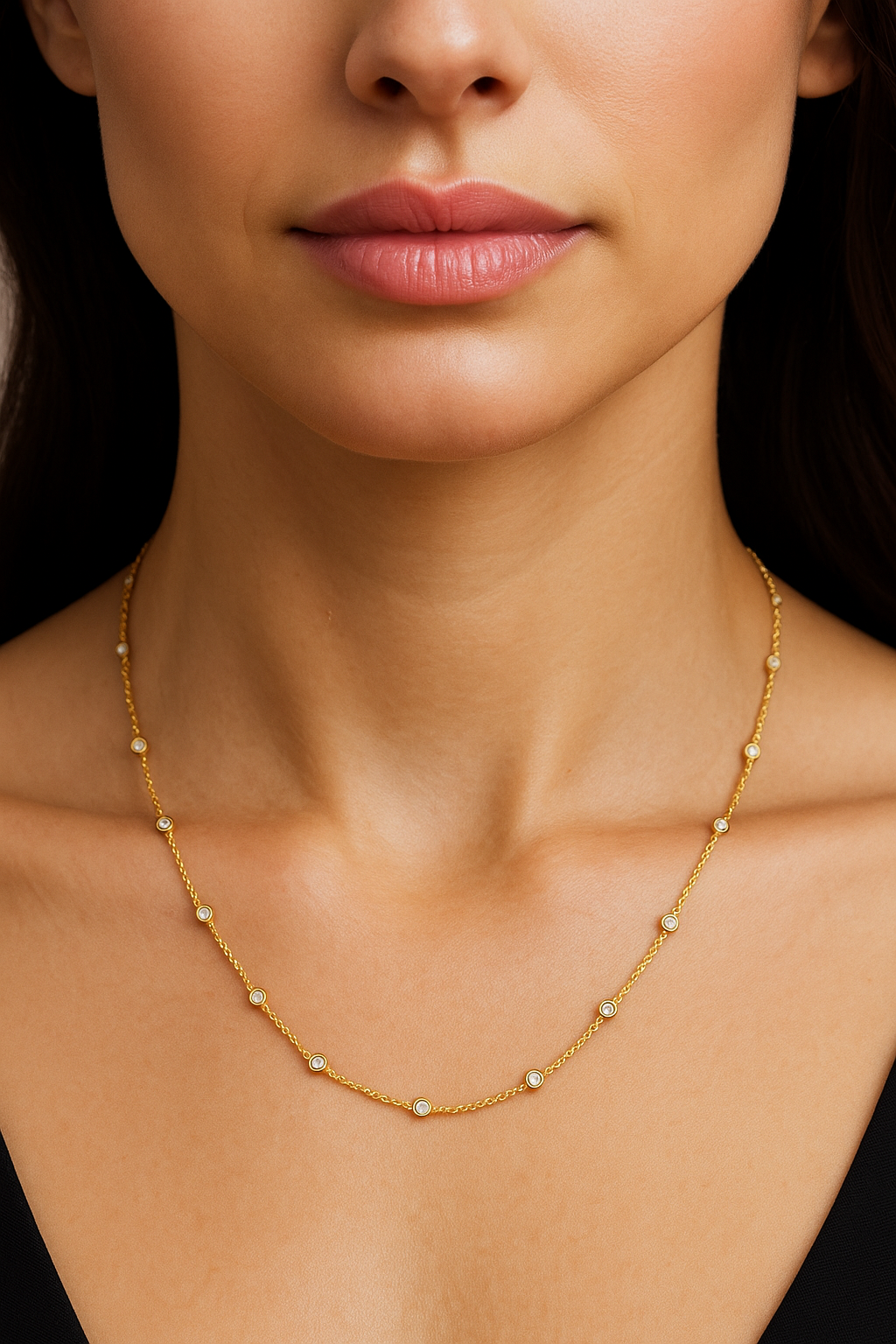 18K Rose Gold Round Diamond Chain Necklace 0.50CT