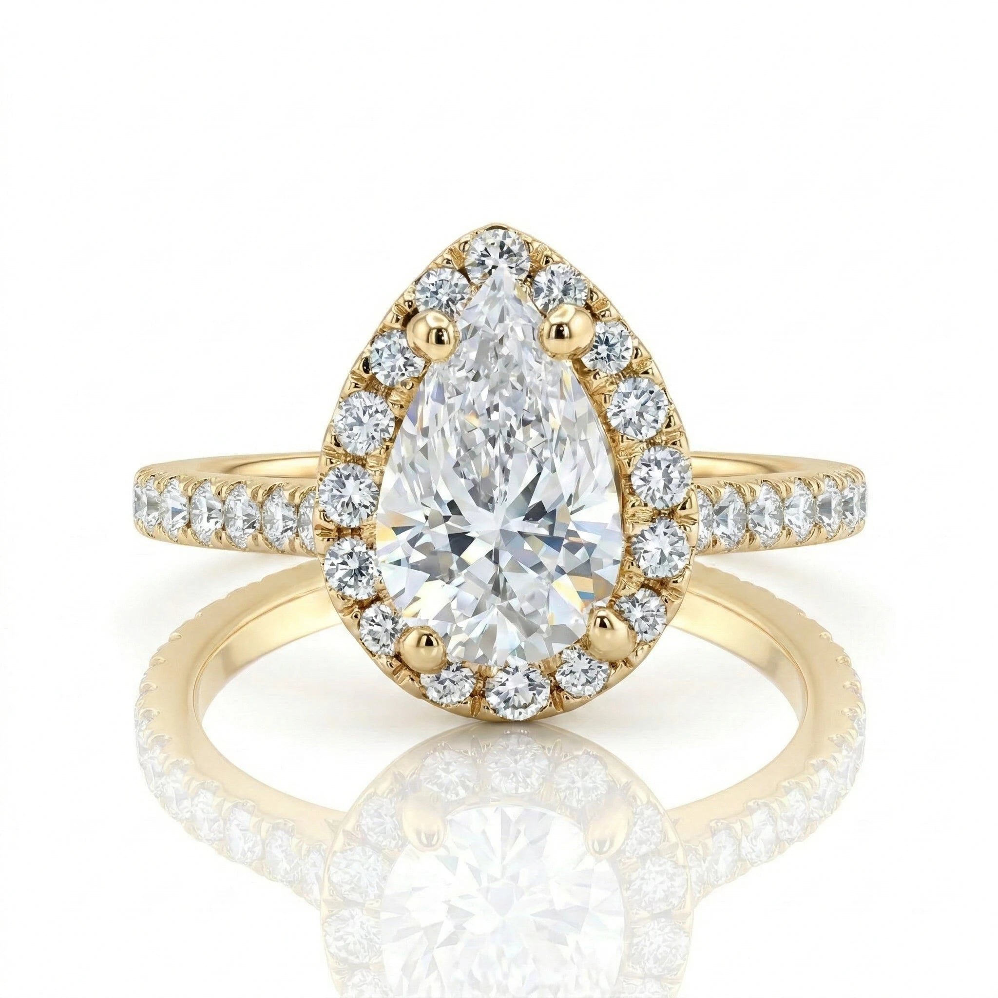 1.01ct GIA Pear Cut Natural Diamond Halo Setting Engagement Ring Chloe's Jewellers