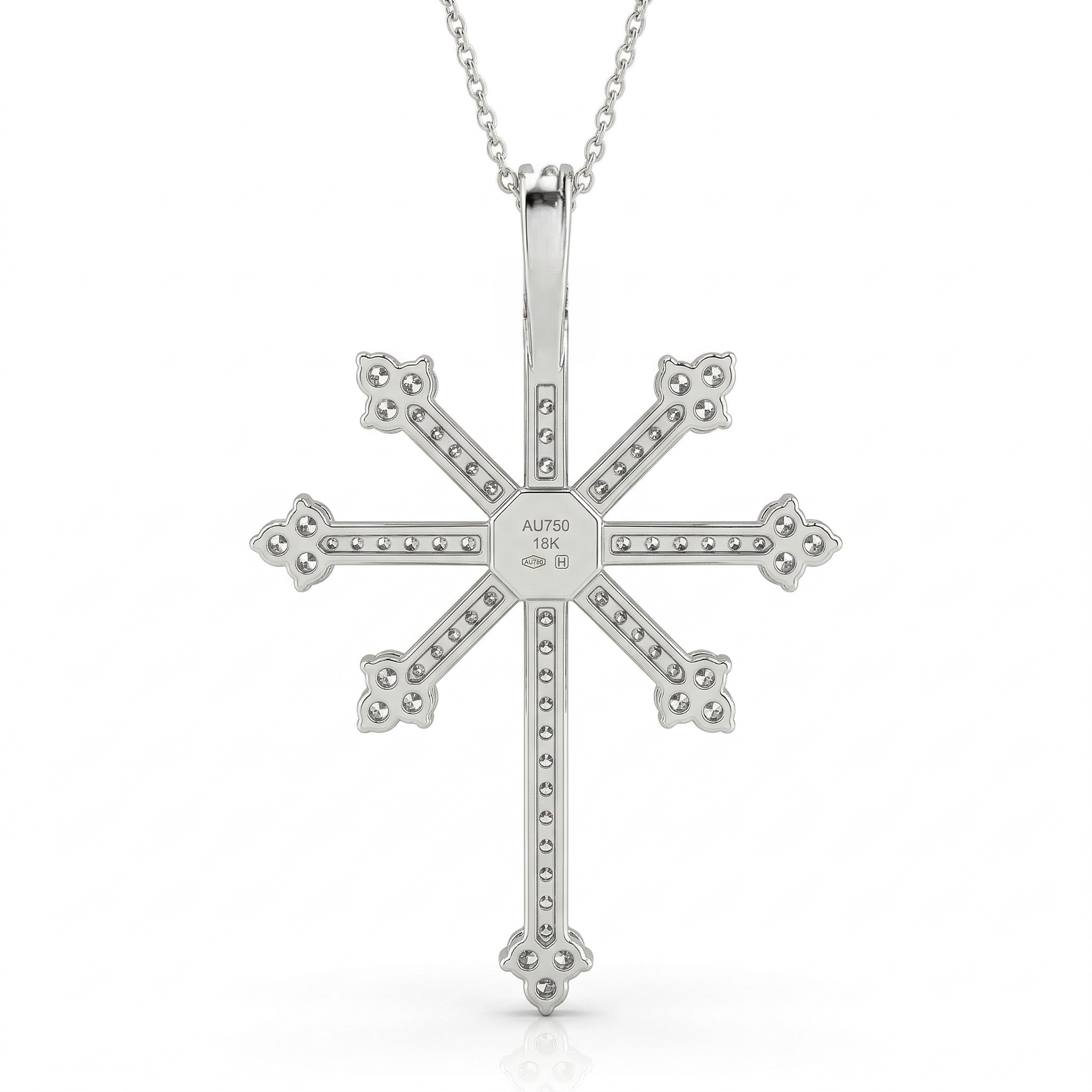 0.83ct Natural Diamond Cross Pendant Necklace in 18K White Gold Chloe's Jewellers