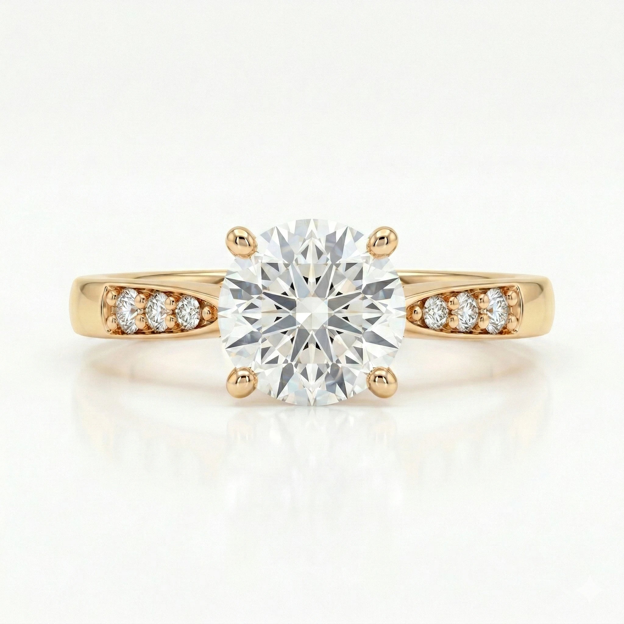 0.80ct GIA Round Cut Natural Diamond Engagement Ring with Stones on Shoulder Chloe's Jewellers