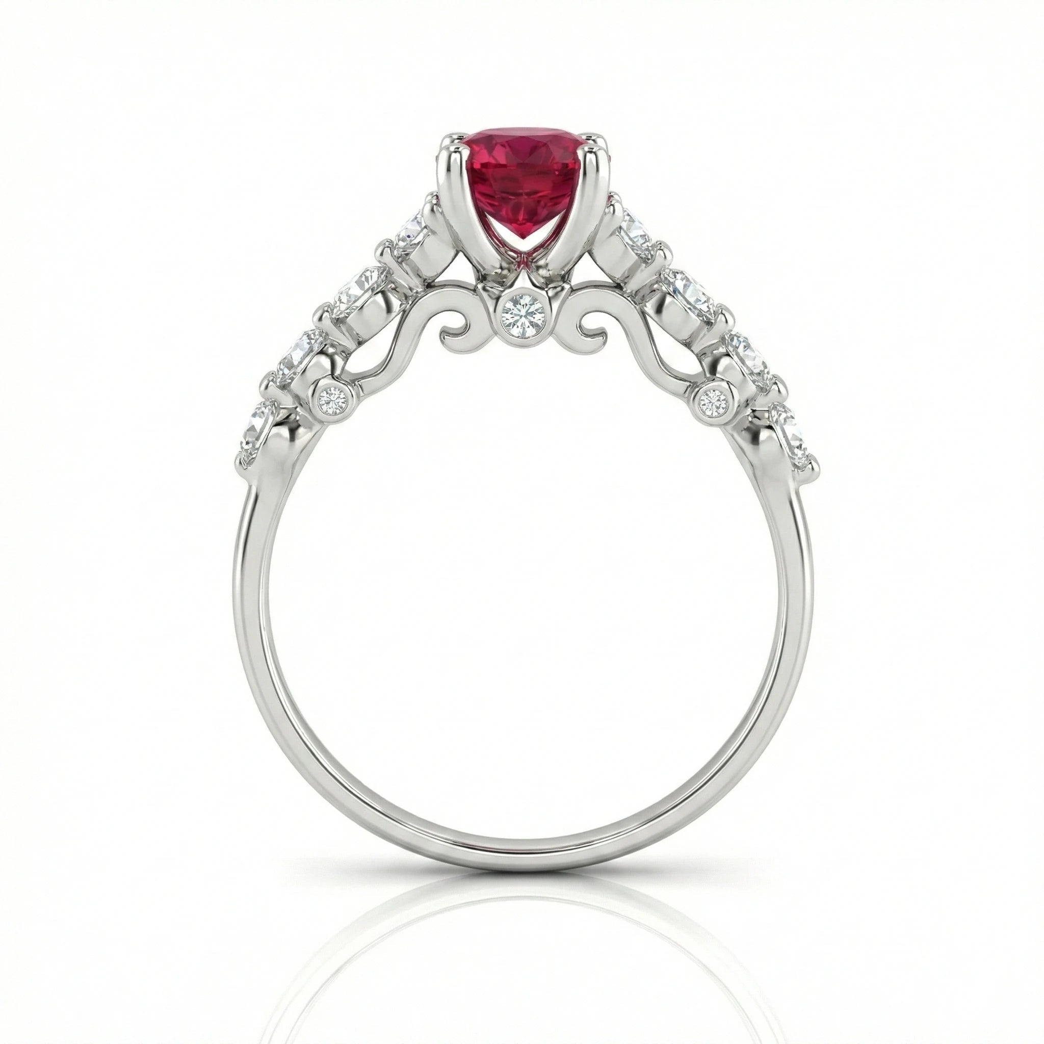 1.08ct Oval Shape Burma Ruby Engagement Ring, 18K Gold Chloe's Jewellers