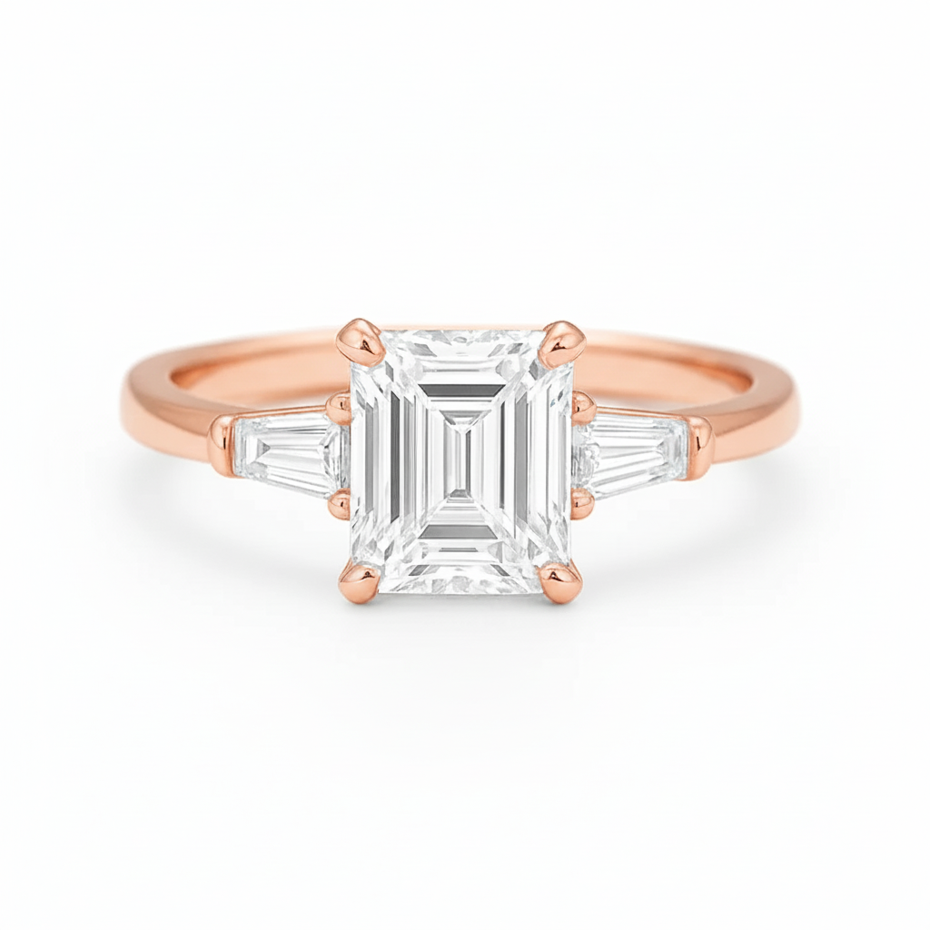 Platinum Emerald-Cut Diamond Three-Stone Engagement Ring – 1.57ct E/VVS1 Chloe's Jewellers