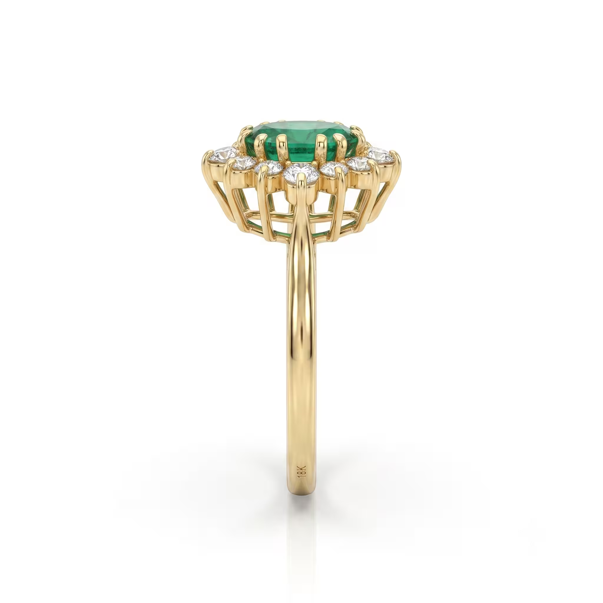 0.60ct Oval Cut Zambian Emerald Engagement Ring - 18K Gold