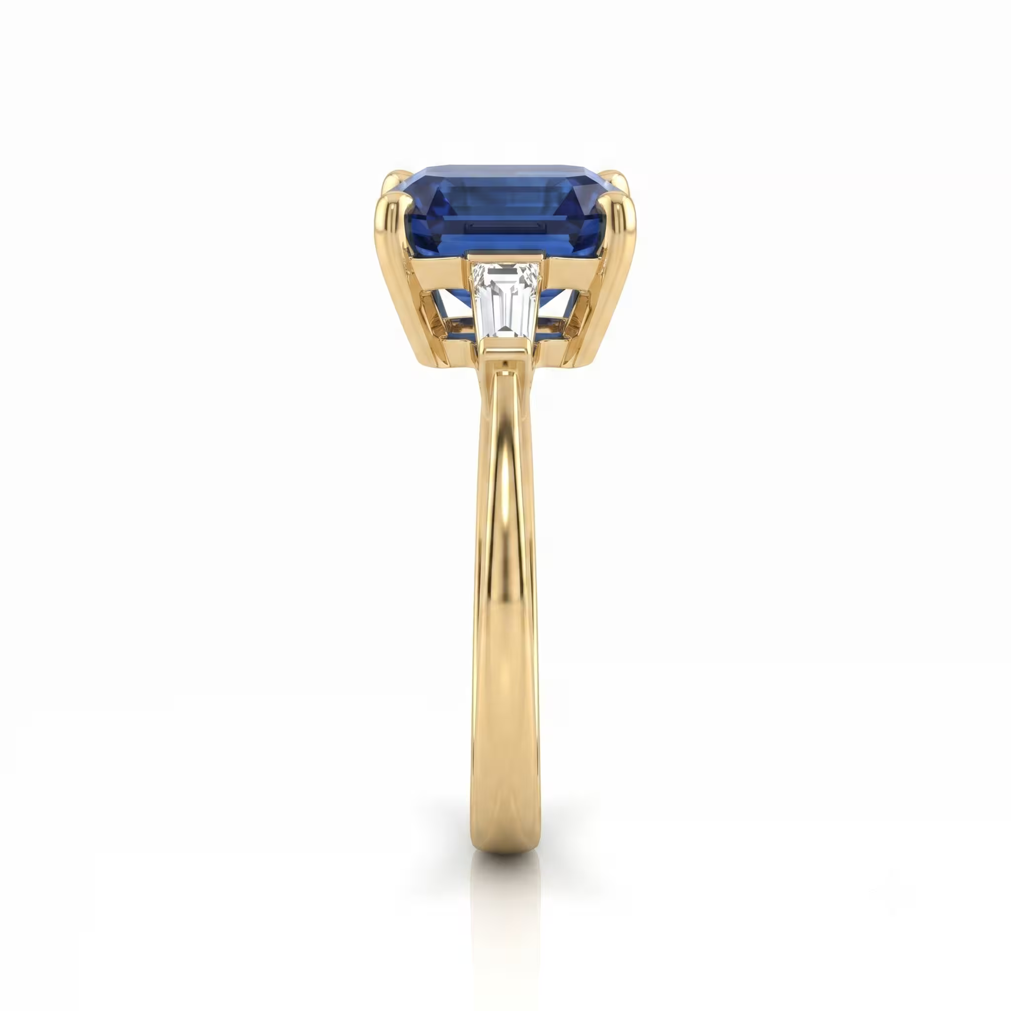 3.12ct Emerald Cut Blue Sapphire Engagement Ring - 18K Gold Chloe's Jewellers