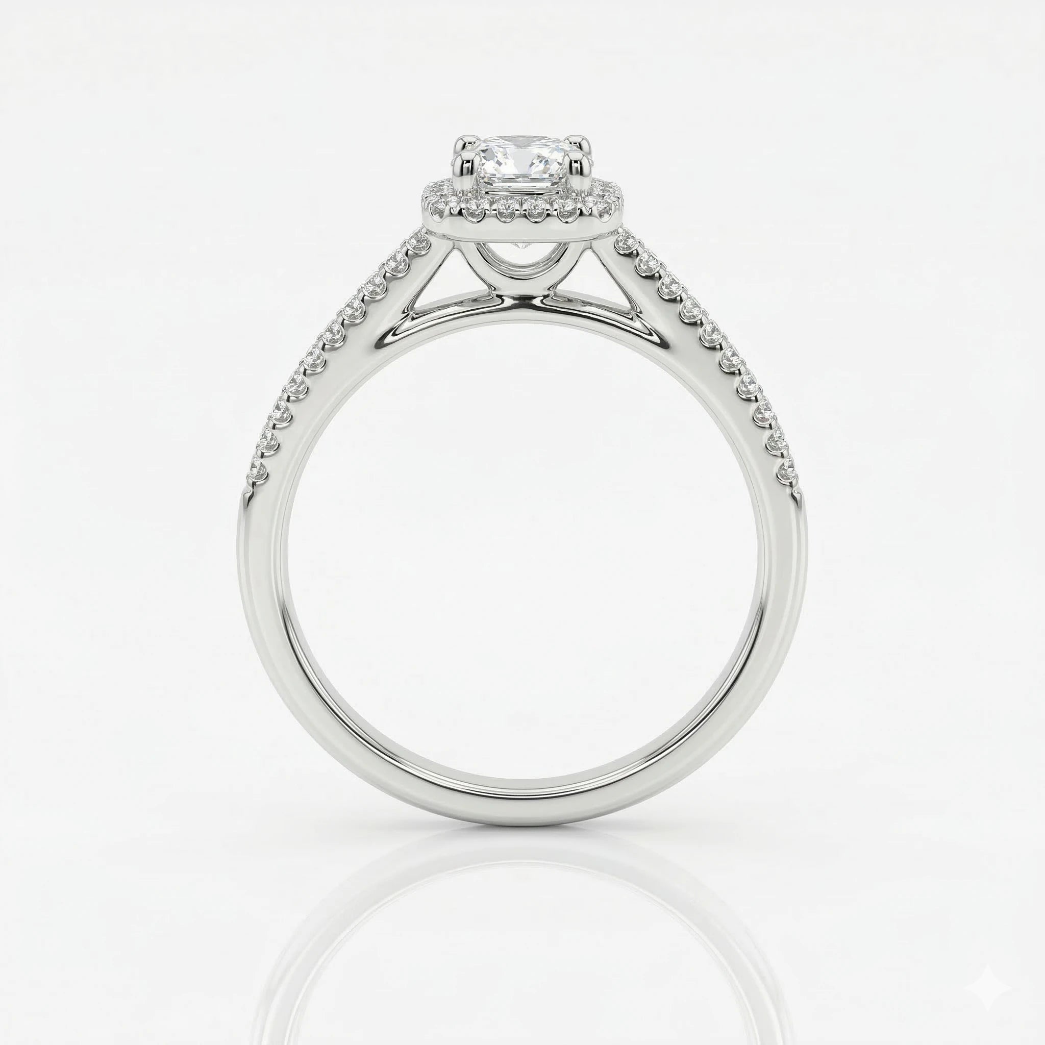 0.44ct GIA Round Cut Natural Diamond Halo Setting Engagement Ring