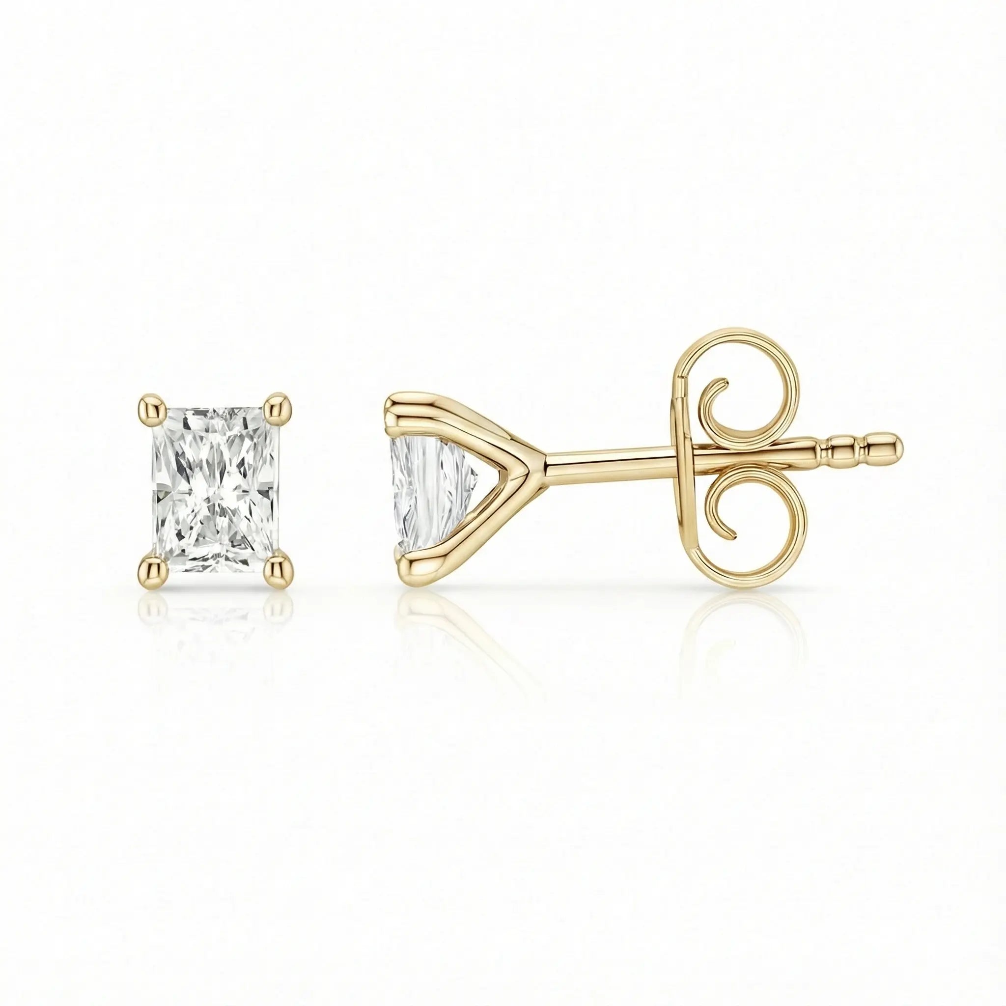 0.70ct Radiant Cut Natural Diamond Stud Earrings, 18ct White Gold Chloe's Jewellers