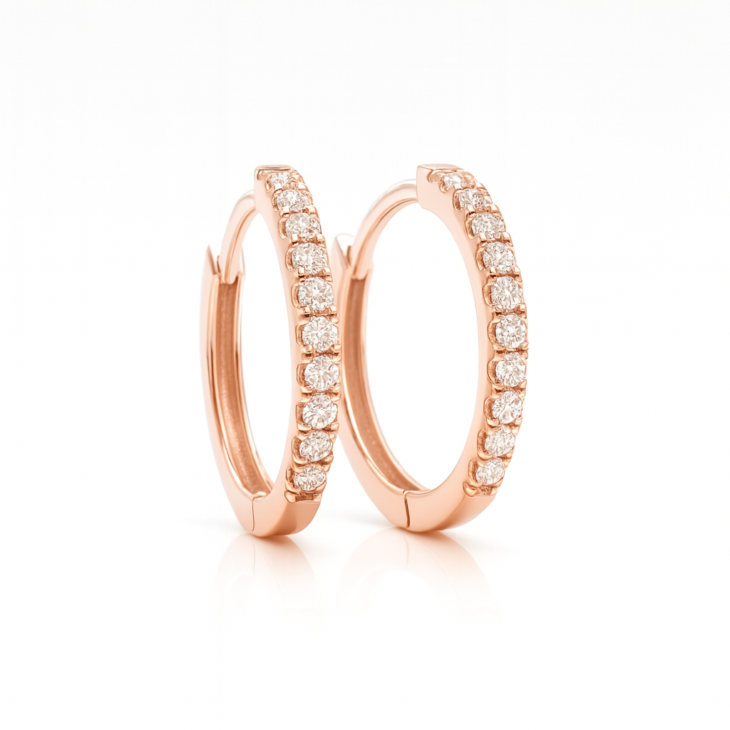 18K White Gold Grain Set Hoop Diamond Earrings 0.28CT