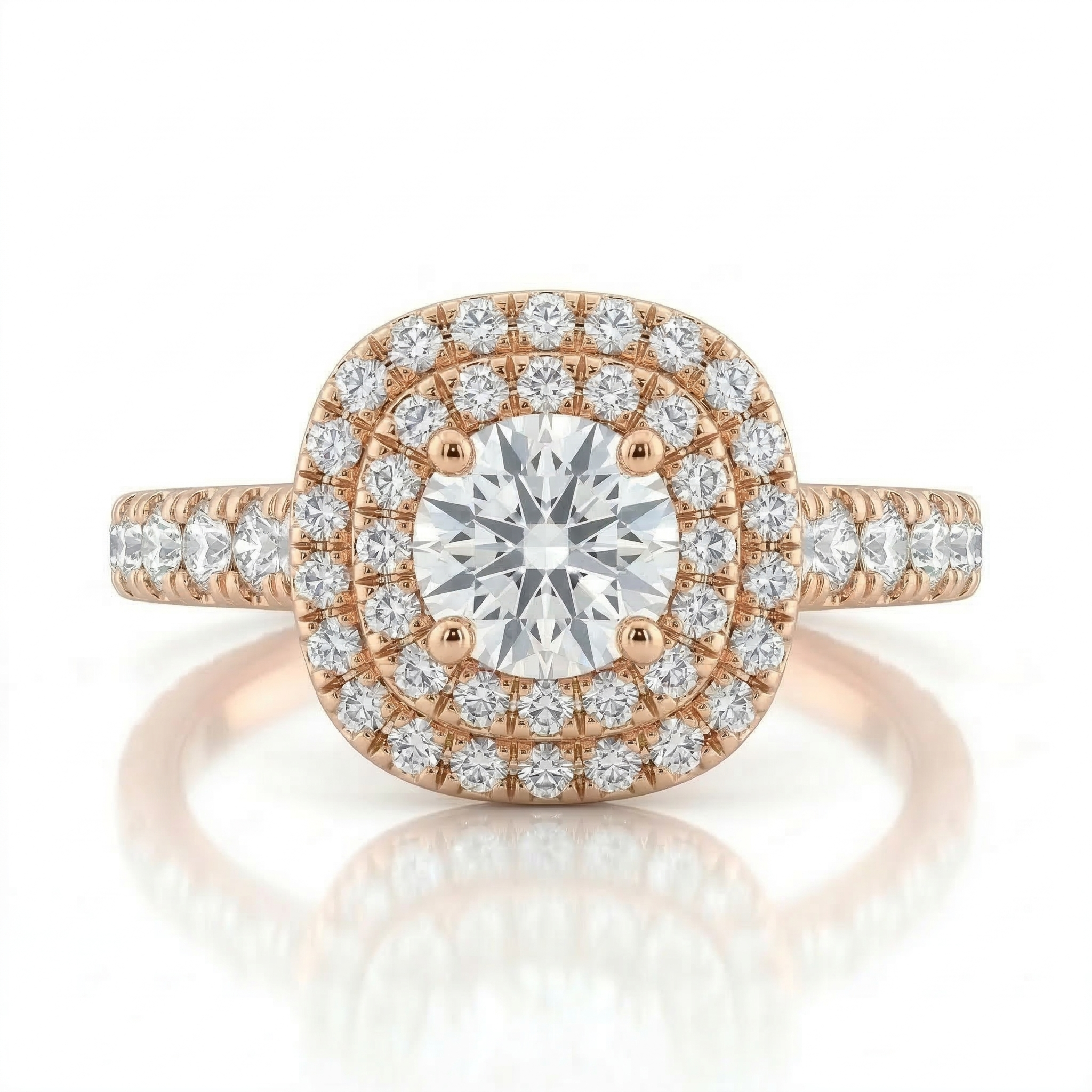 0.30ct GIA Round Cut Natural Diamond Double Halo Setting Engagement Ring Chloe's Jewellers