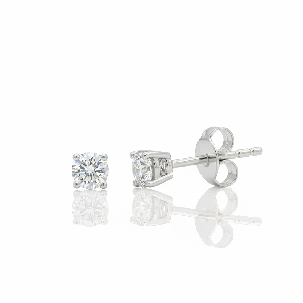 0.75cts Round Cut Lab Diamond Stud Yellow, 18ct White Gold Chloe's Jewellers