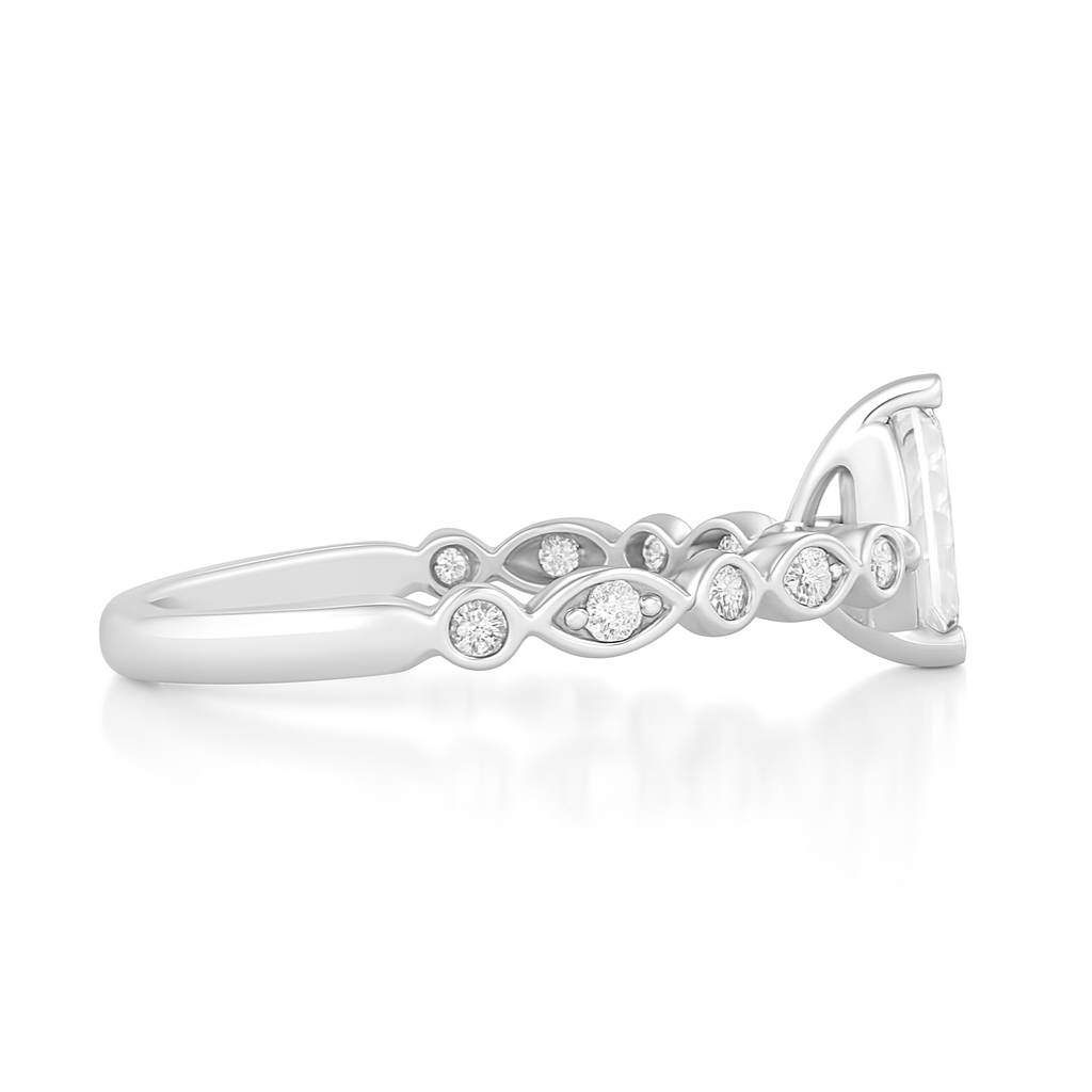 Natural Pear Shape Shoulder Diamond Engagement Ring 0.73ct Chloe's Jewellers