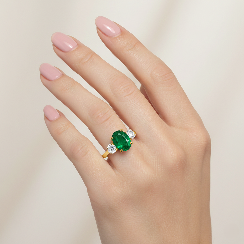 Primrose Green Emerald & Diamond Ring