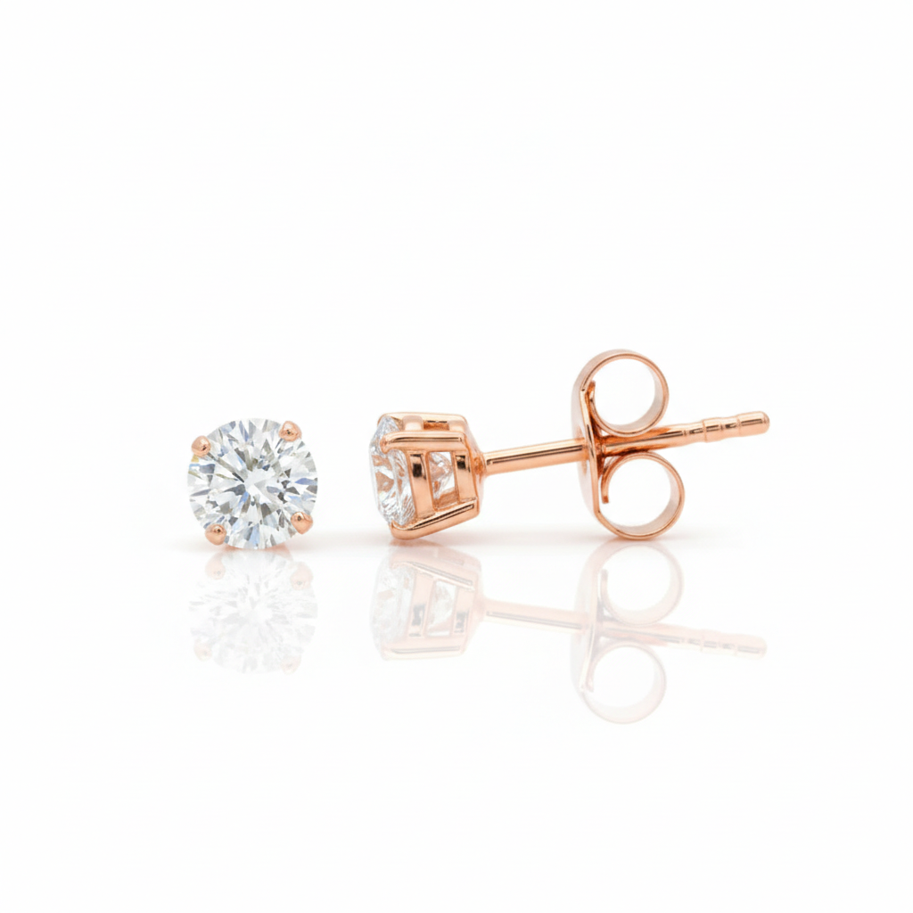 0.88cts Round Cut Lab Diamond Stud, 18ct White Gold Chloe's Jewellers