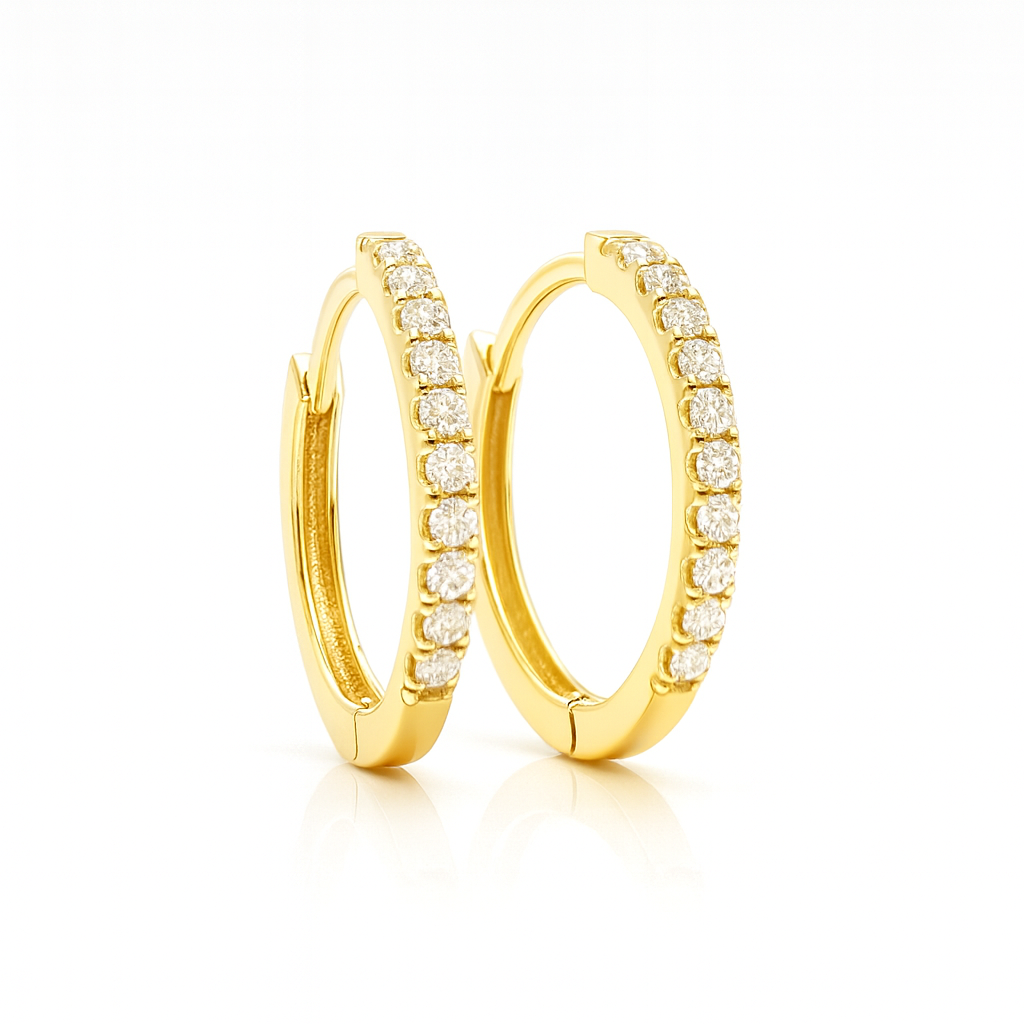 18K White Gold Grain Set Hoop Diamond Earrings 0.28CT