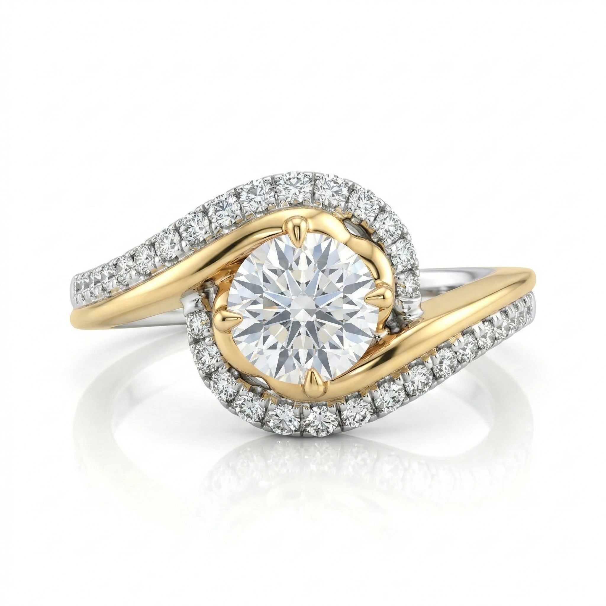 0.70ct GIA Round Cut Natural Diamond Multi Gold Colour Engagement Ring, F / IF