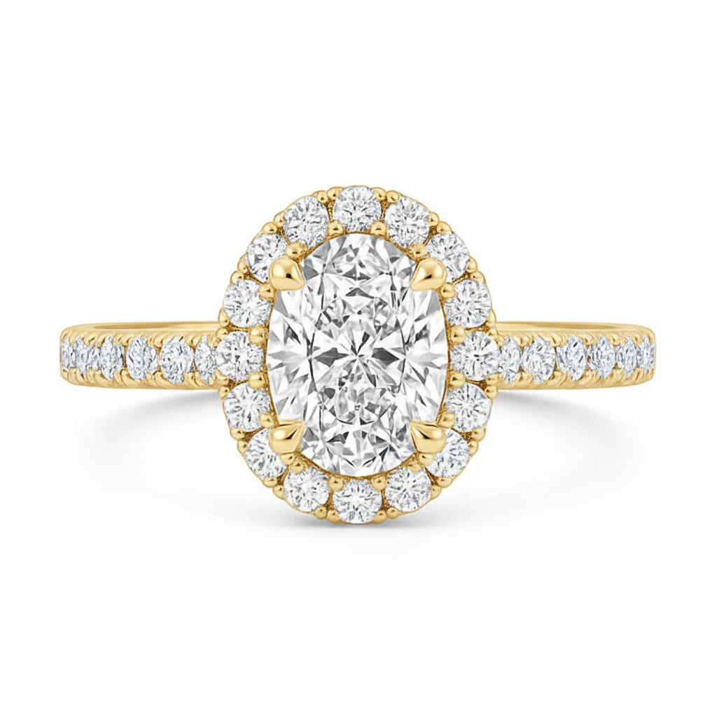 0.52ct Oval Halo Ring Chloe's Jewellers