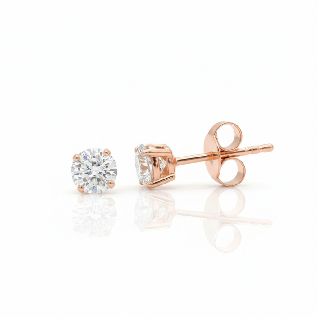 0.75cts Round Cut Lab Diamond Stud Yellow, 18ct White Gold Chloe's Jewellers