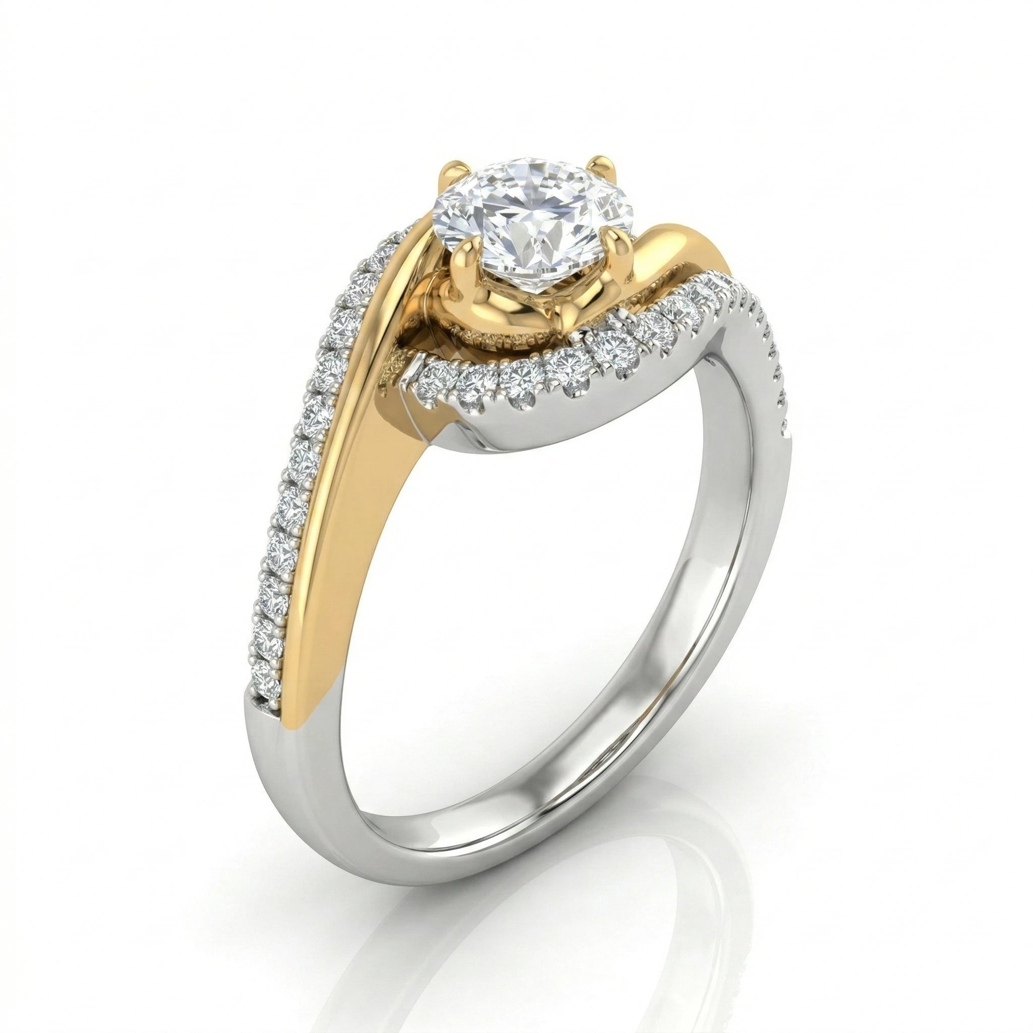 0.70ct GIA Round Cut Natural Diamond Multi Gold Colour Engagement Ring, F / IF Chloe's Jewellers