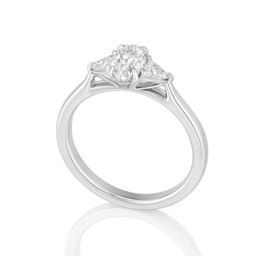 Natural Marquise Diamond Trilogy Setting Engagement Ring