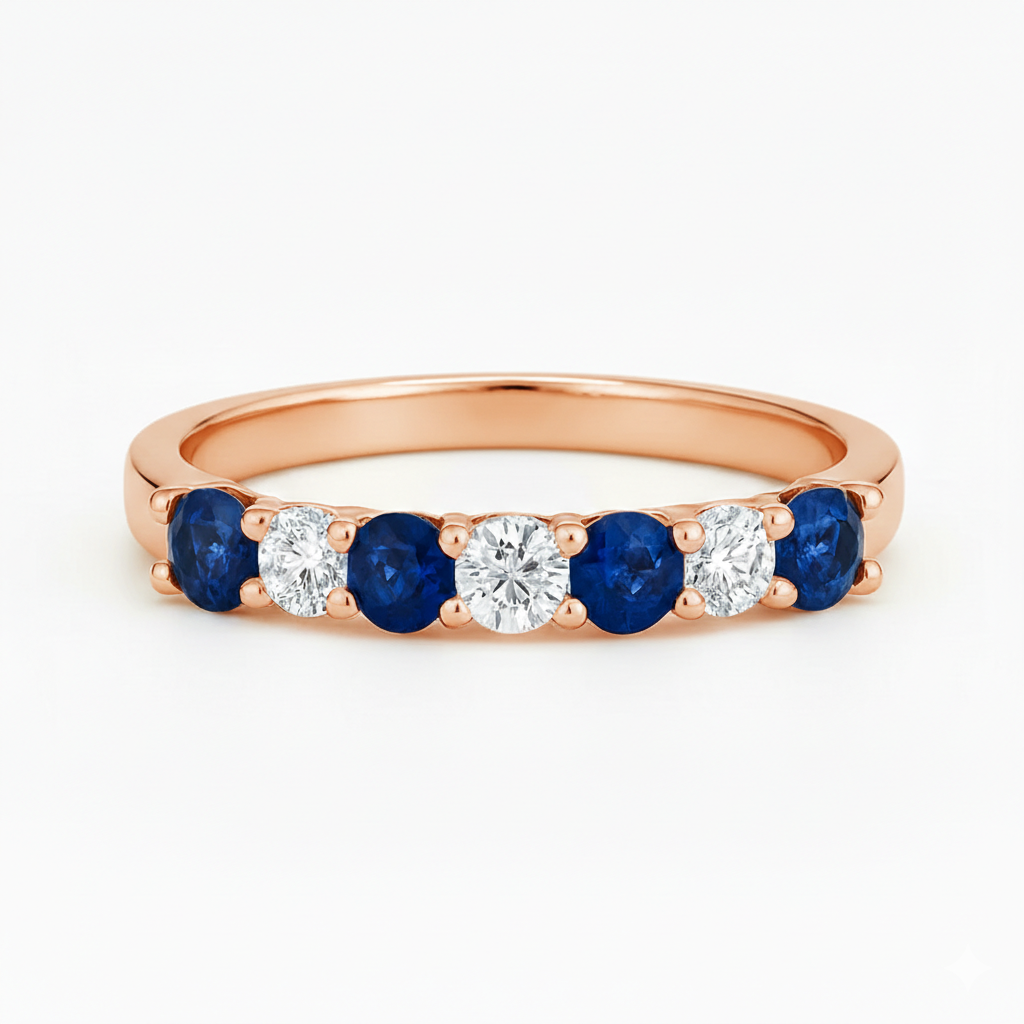 Blue Sapphire & Diamond Eternity Ring