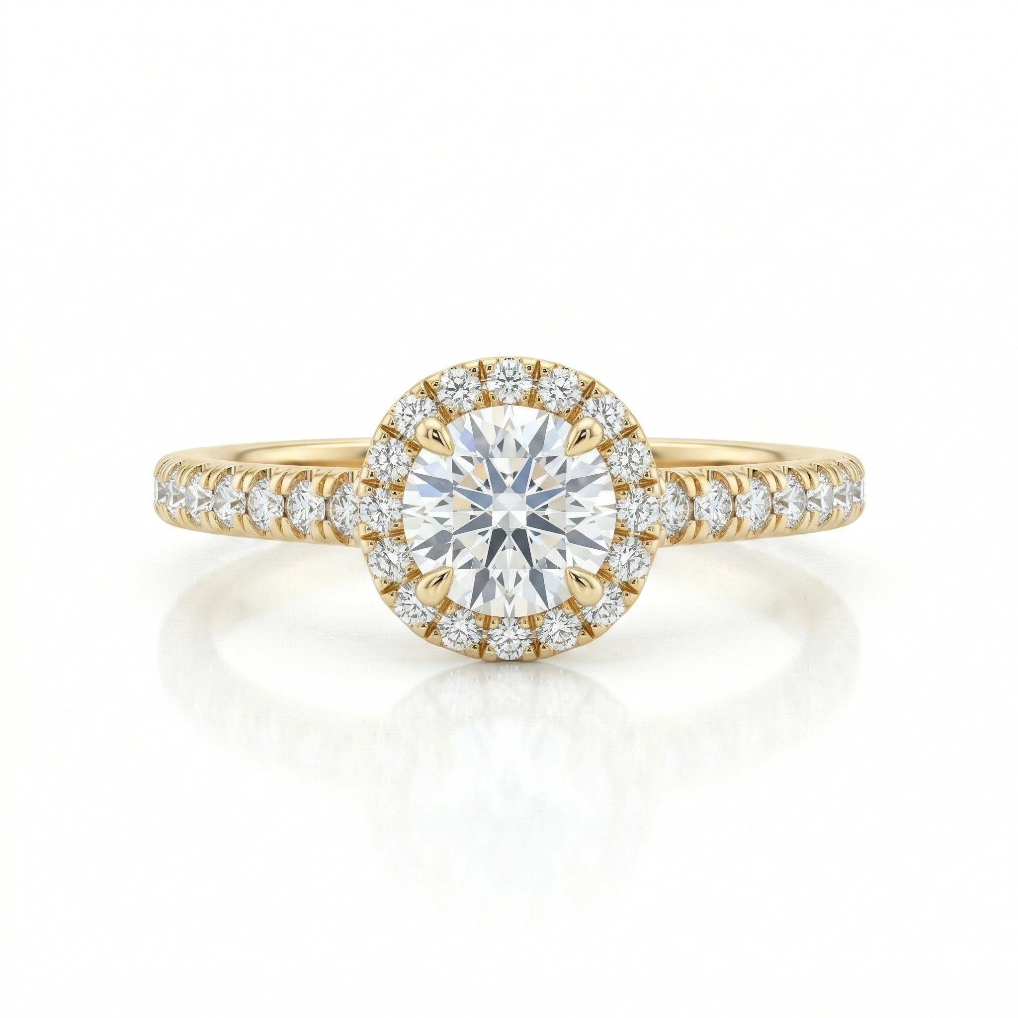 0.43ct GIA Round Cut Natural Diamond Halo Setting Engagement Ring, D / VS1 Chloe's Jewellers