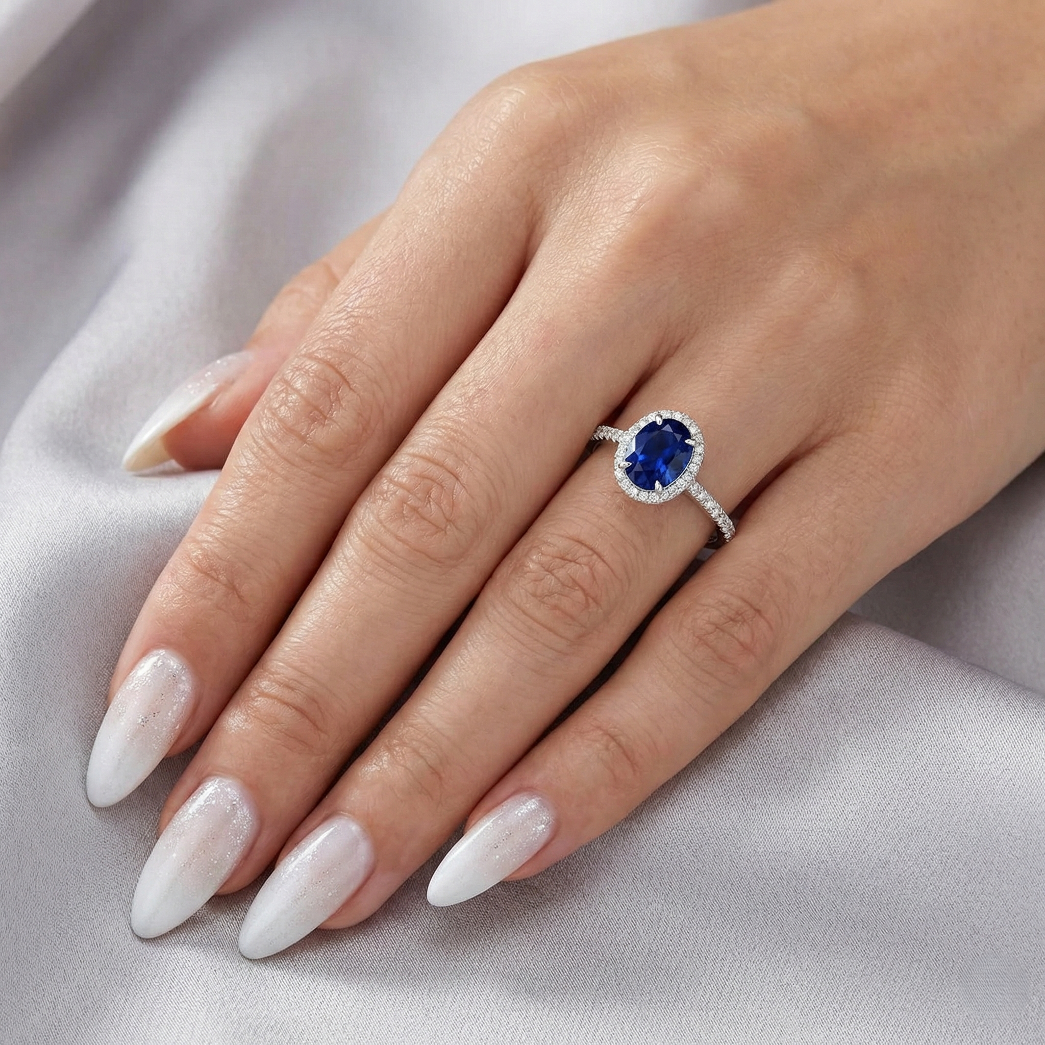 Peony Oval Halo Sapphire Ring Chloe's Jewellers